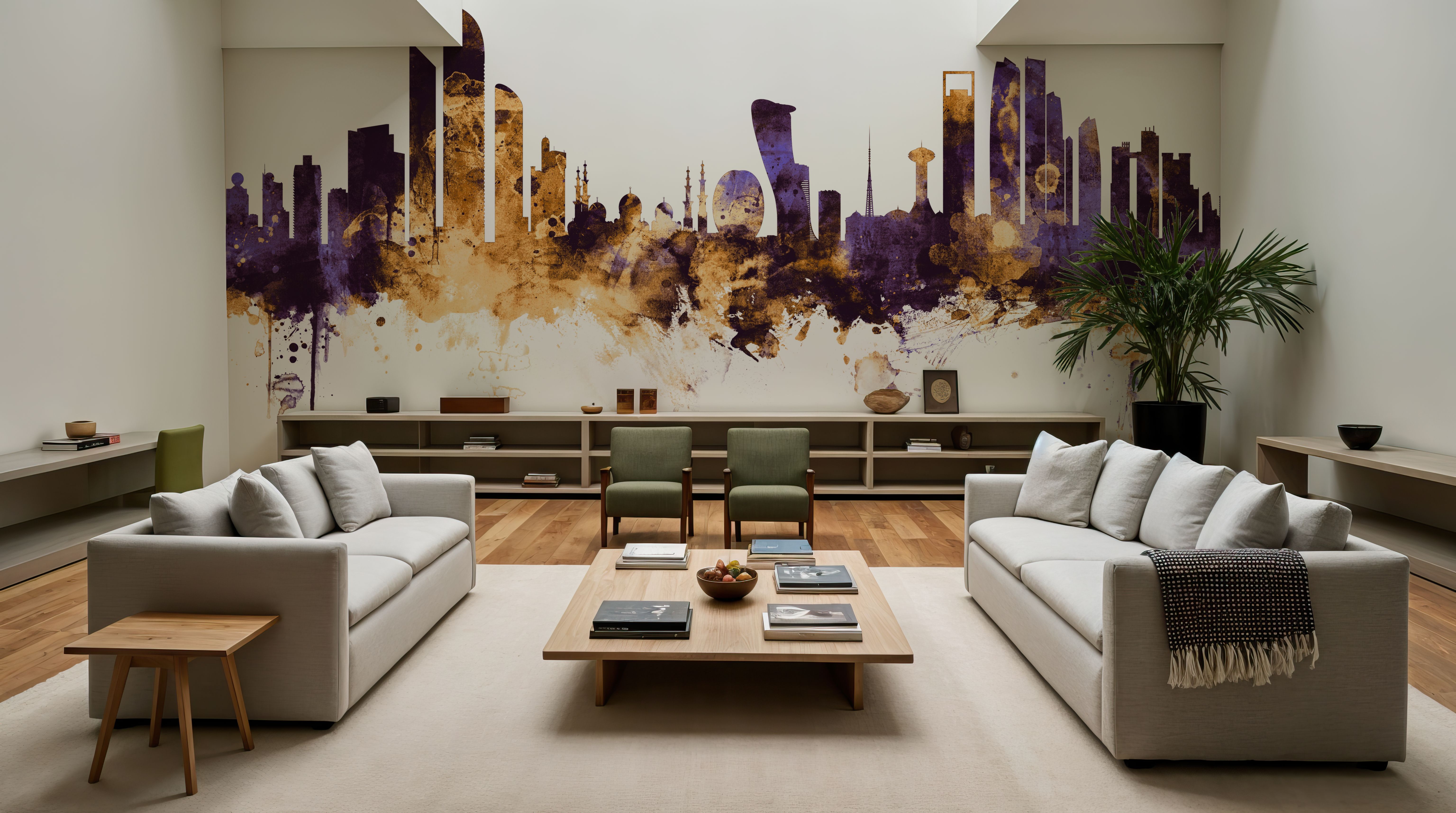 Abu Dhabi Skyline Purple & Gold