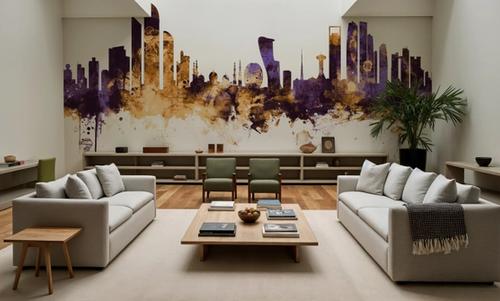 Abu Dhabi Skyline Purple & Gold