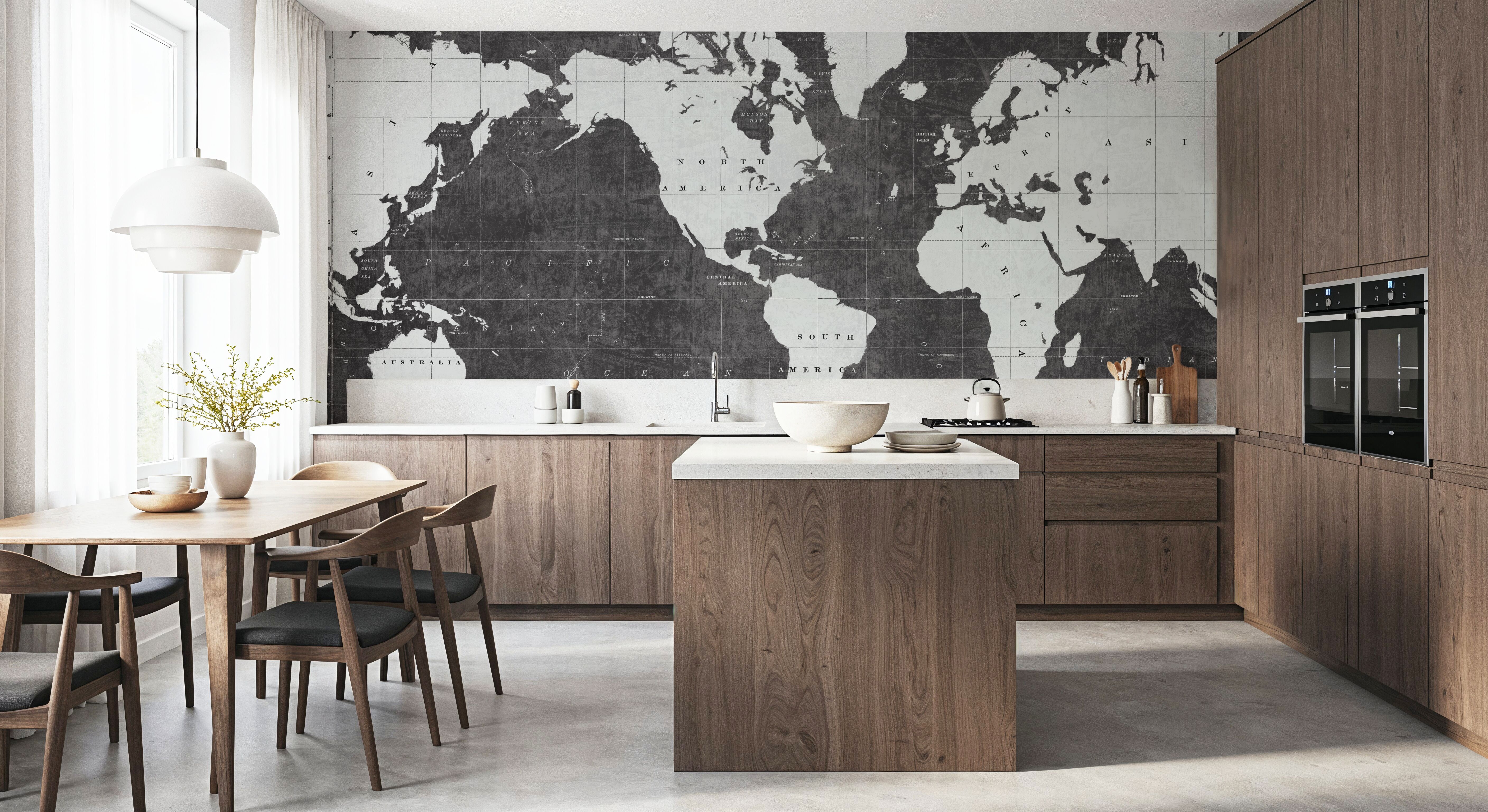 Blueprint World Map Gray