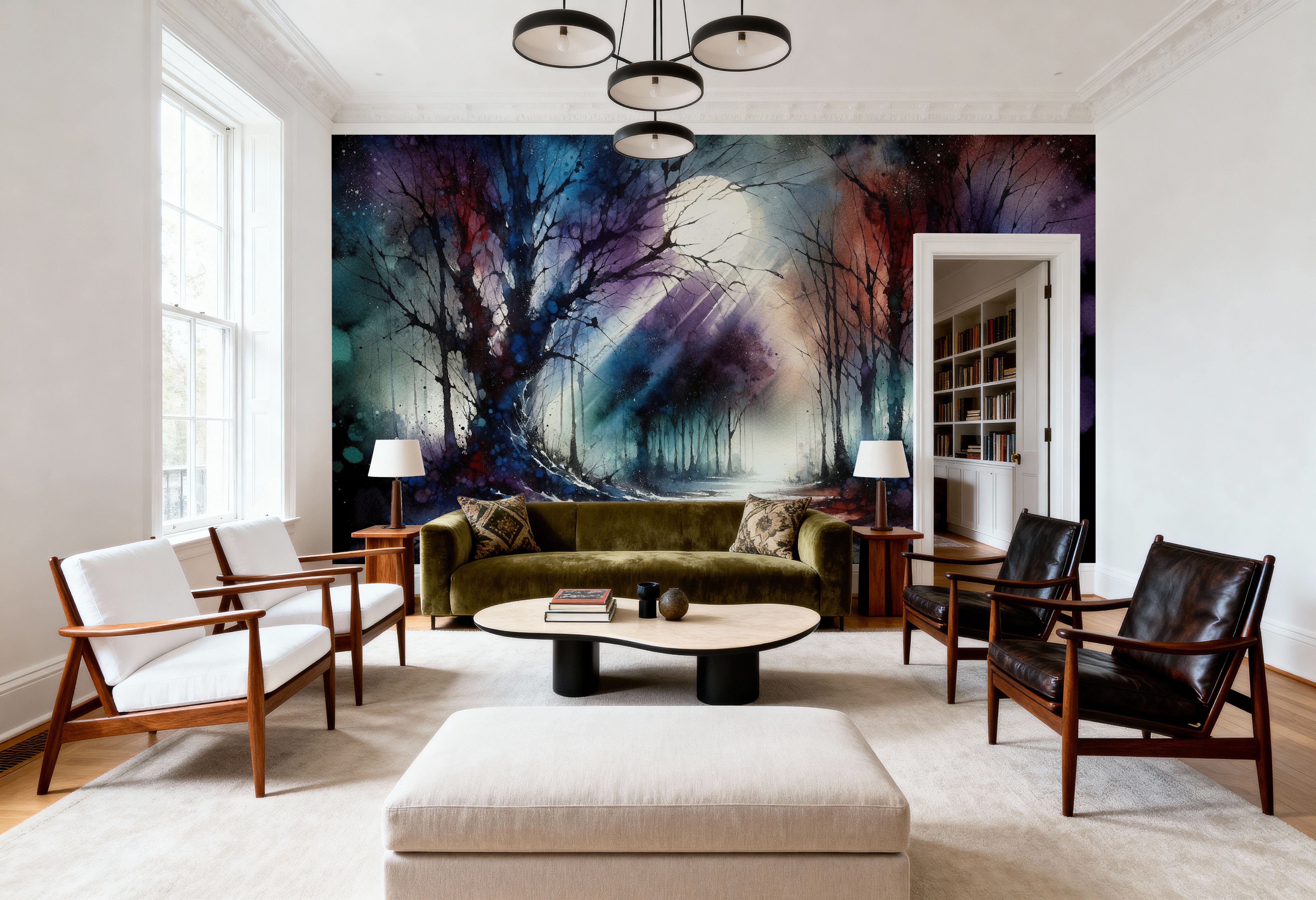 Mystical Moonlit Forest Scene