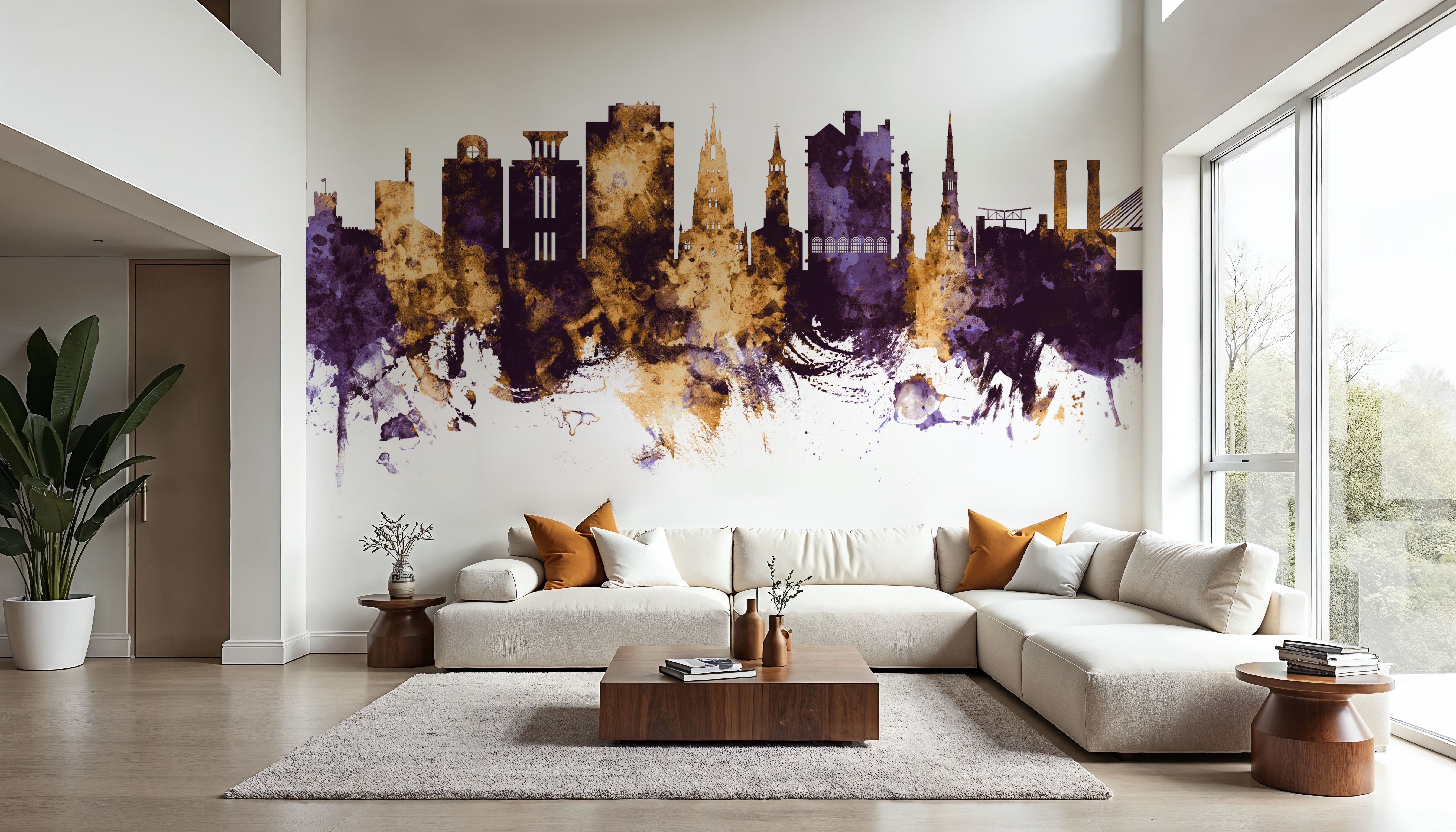 Charleston South Carolina Skyline Purple & Gold