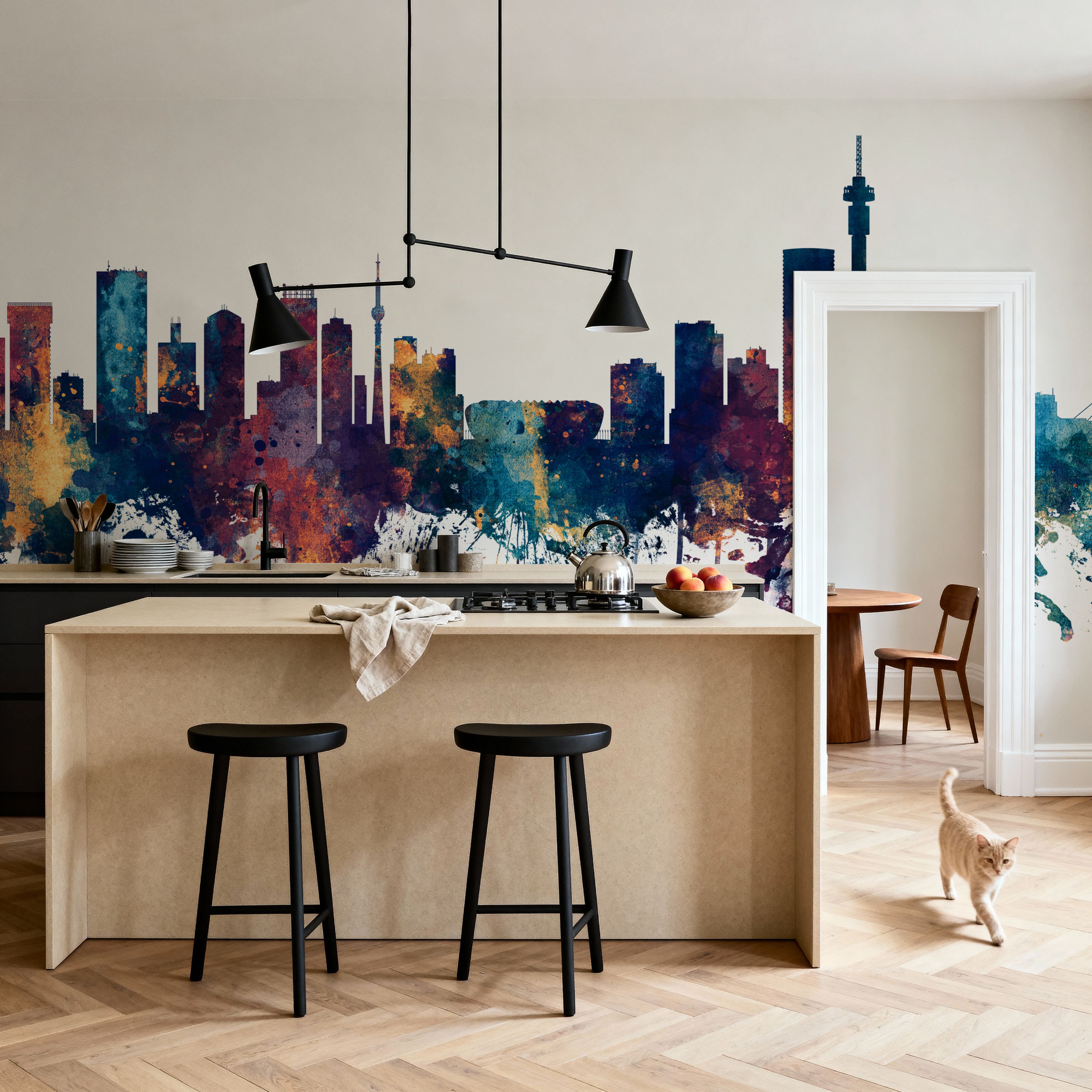 Johannesburg South Africa Skyline Blue & Bronze