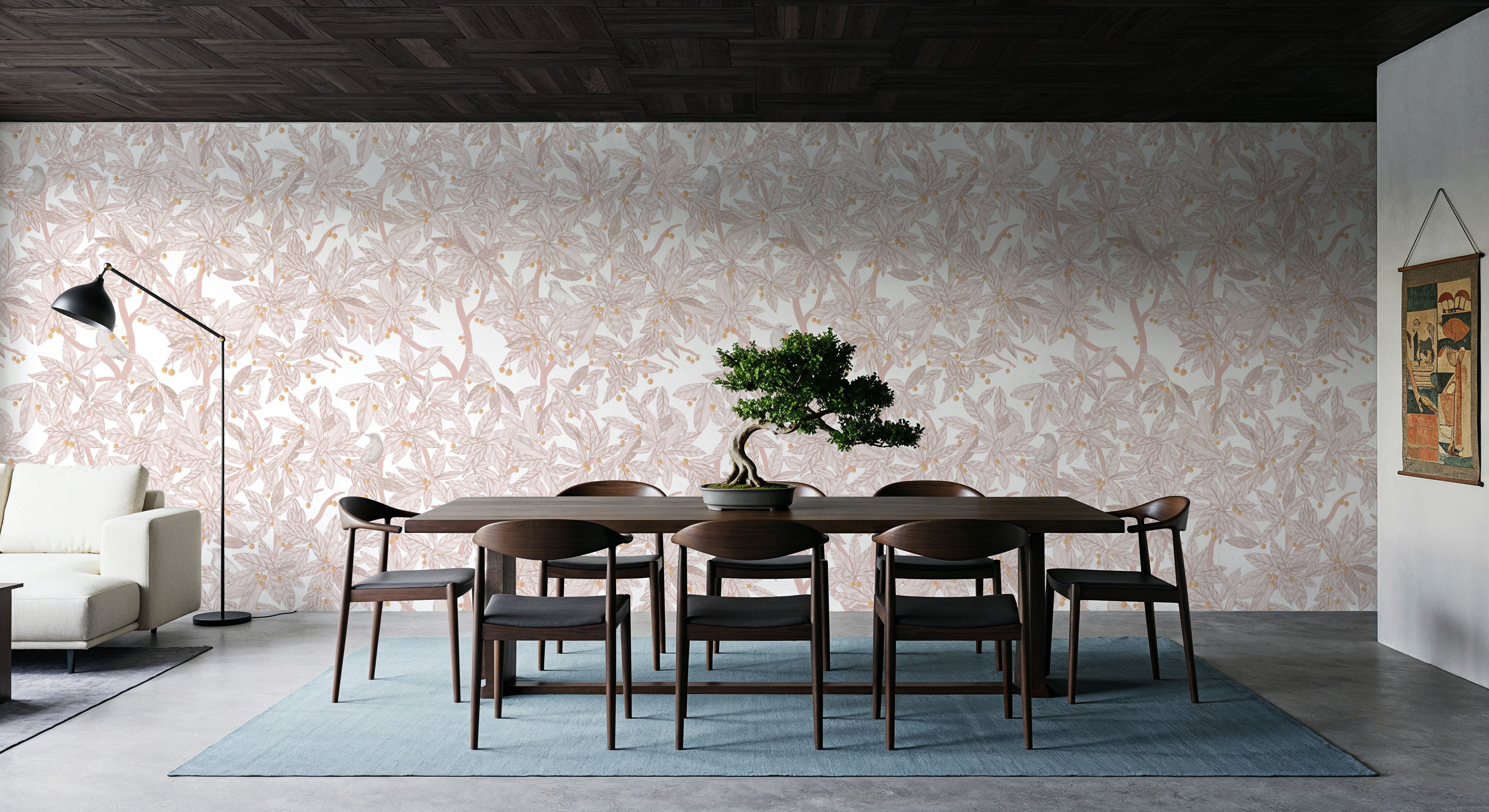 Cherry Tree Birds, Blush Pink