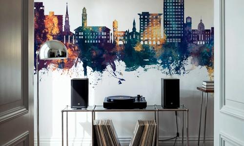 Savannah Georgia Skyline Blue & Bronze