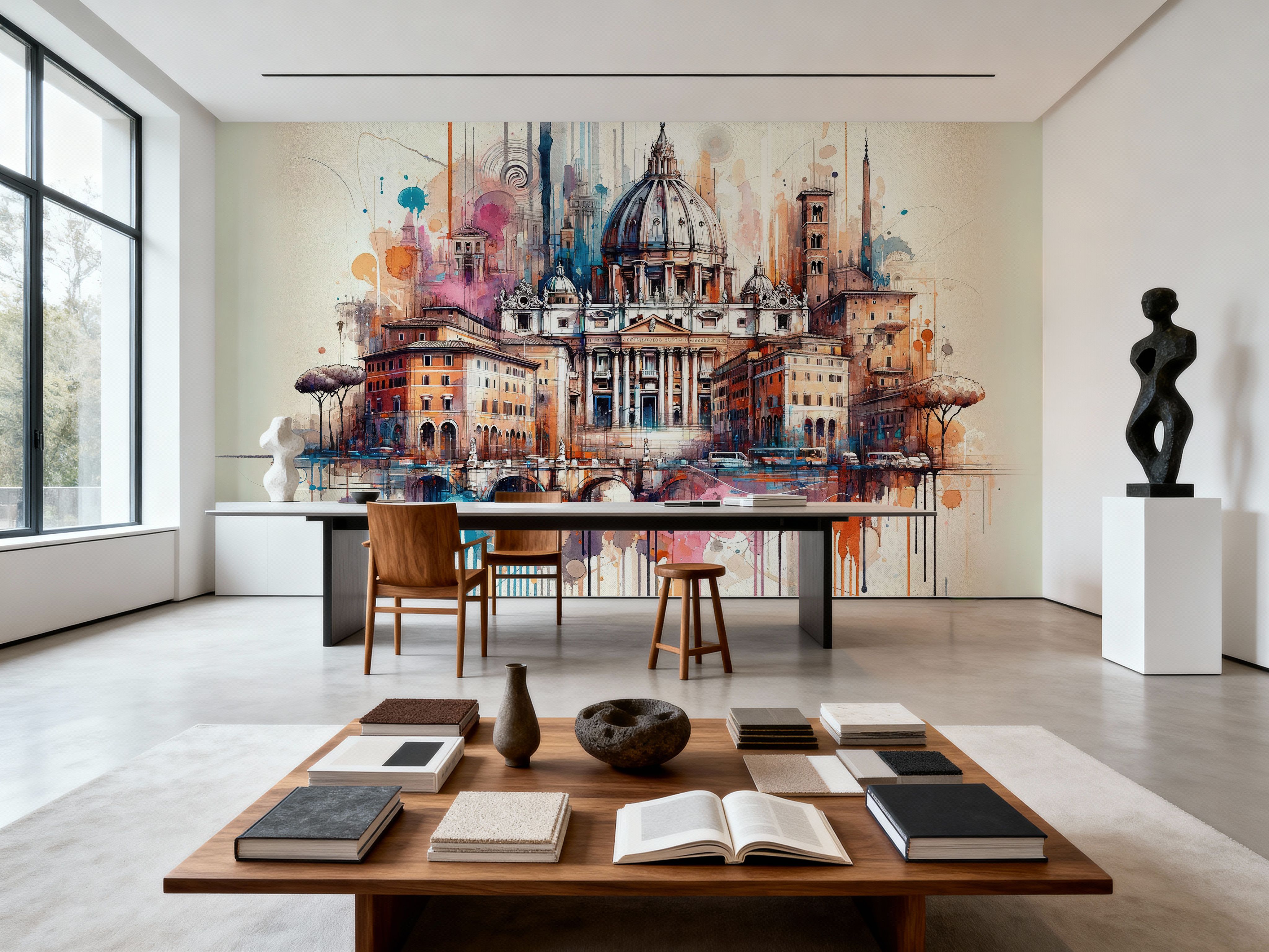 Watercolor Rome Skyline