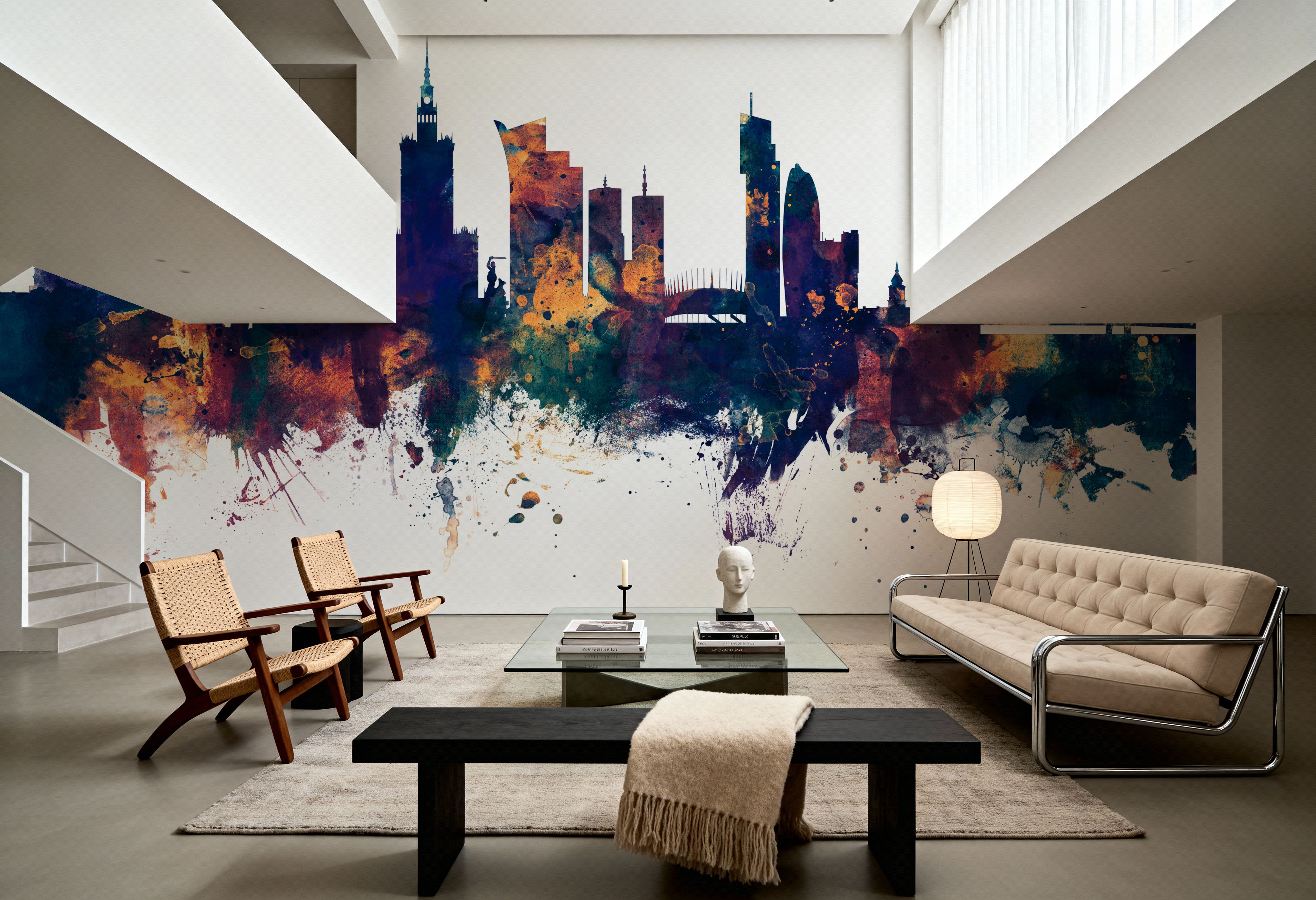 Warsaw Poland Skyline Blue & Bronze