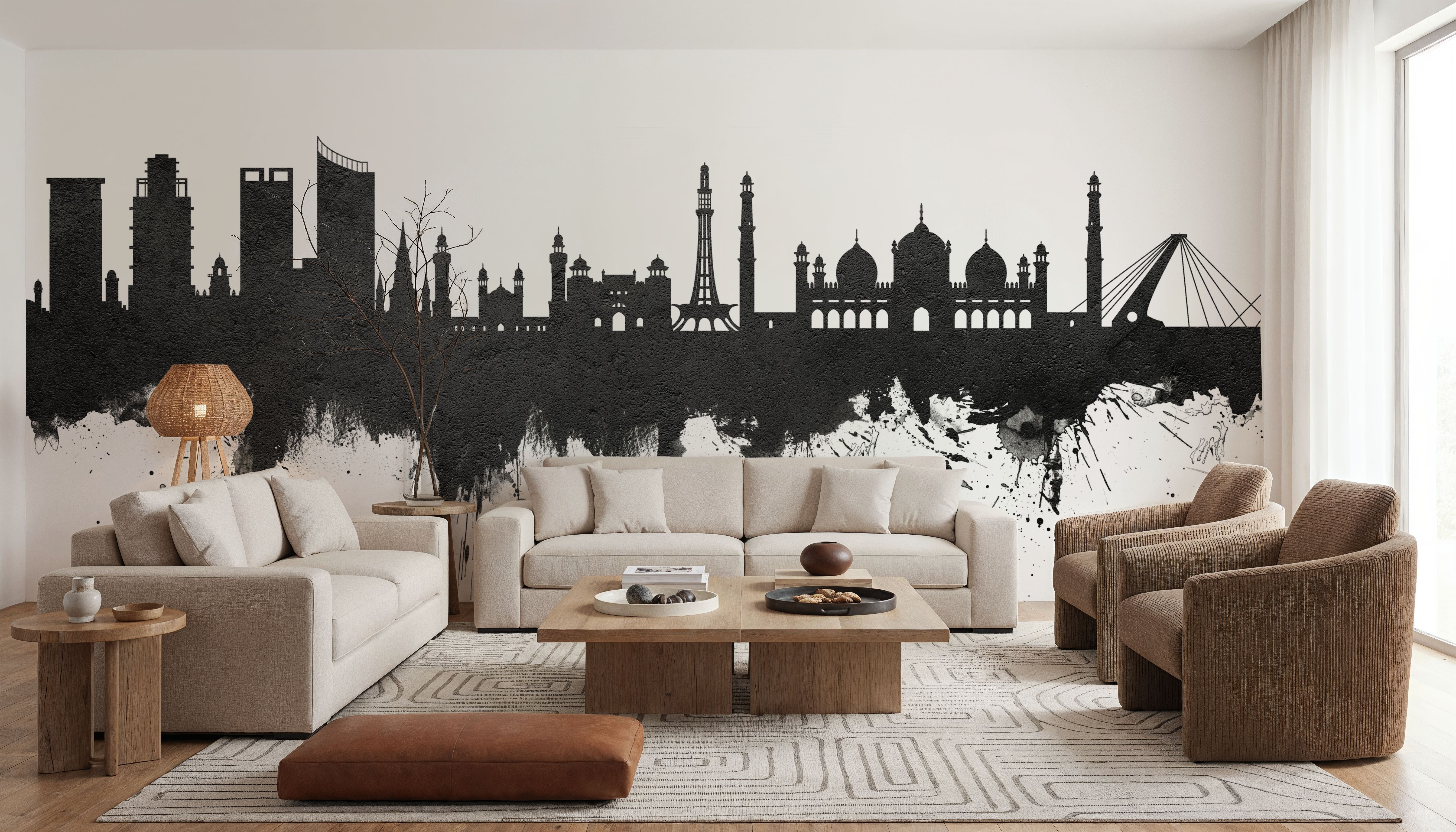 Lahore Pakistan Skyline Black & White