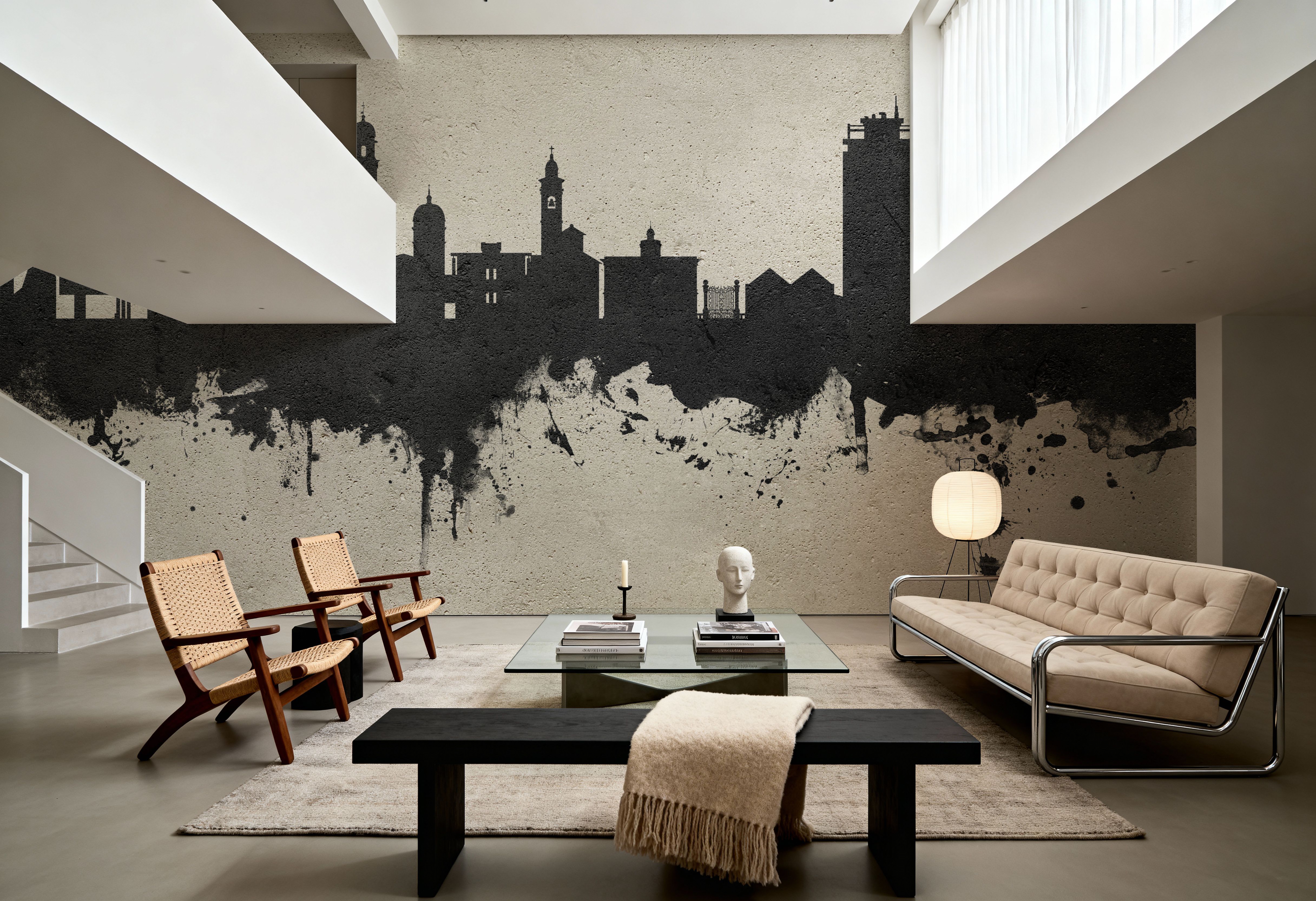 Lugano Switzerland Skyline Concrete, Papier peint