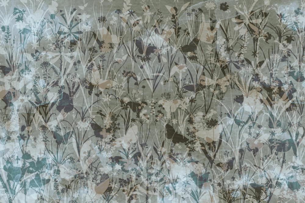 Herbals and Butterflies Double Silhouette Dark Green