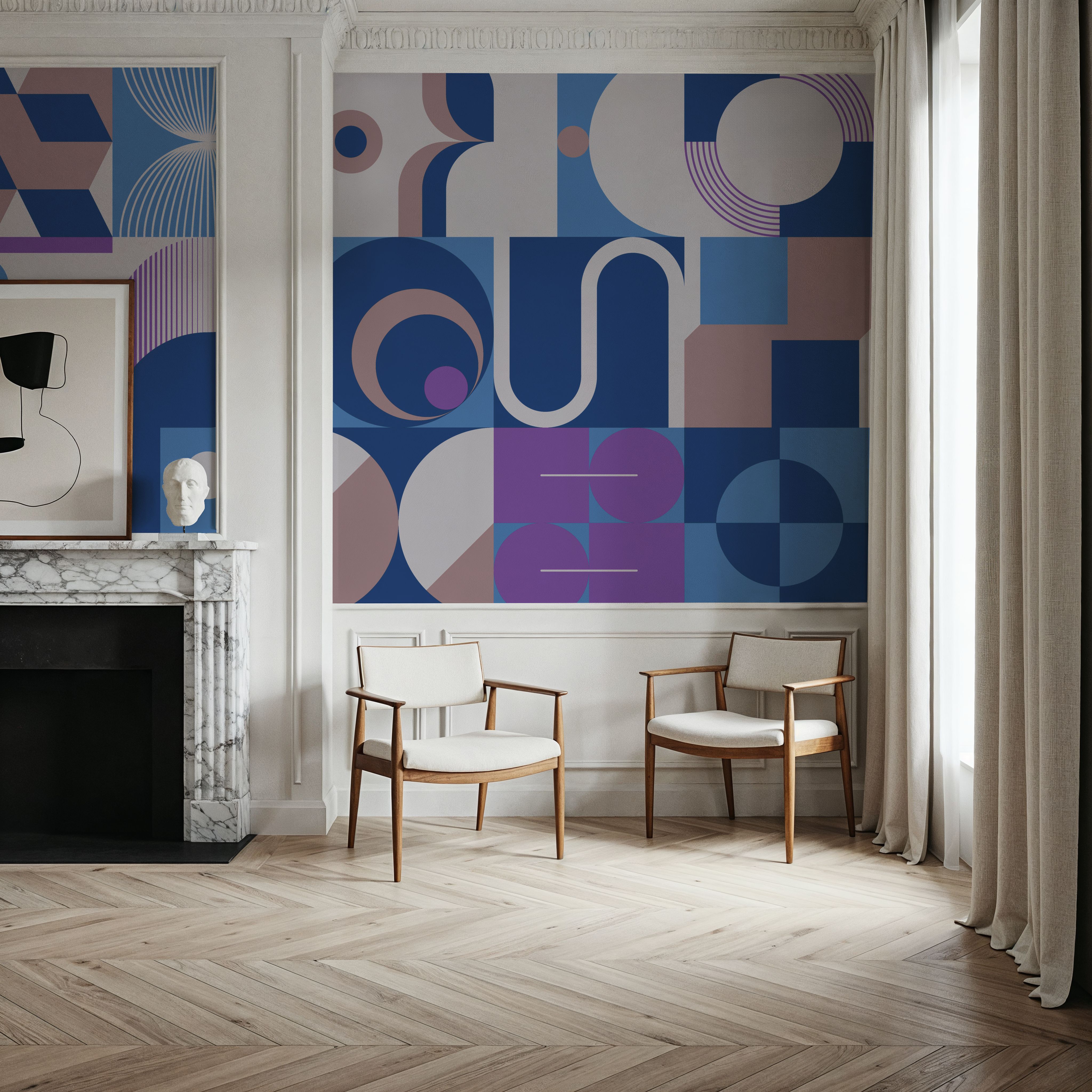 Bauhaus Geometric, Blue