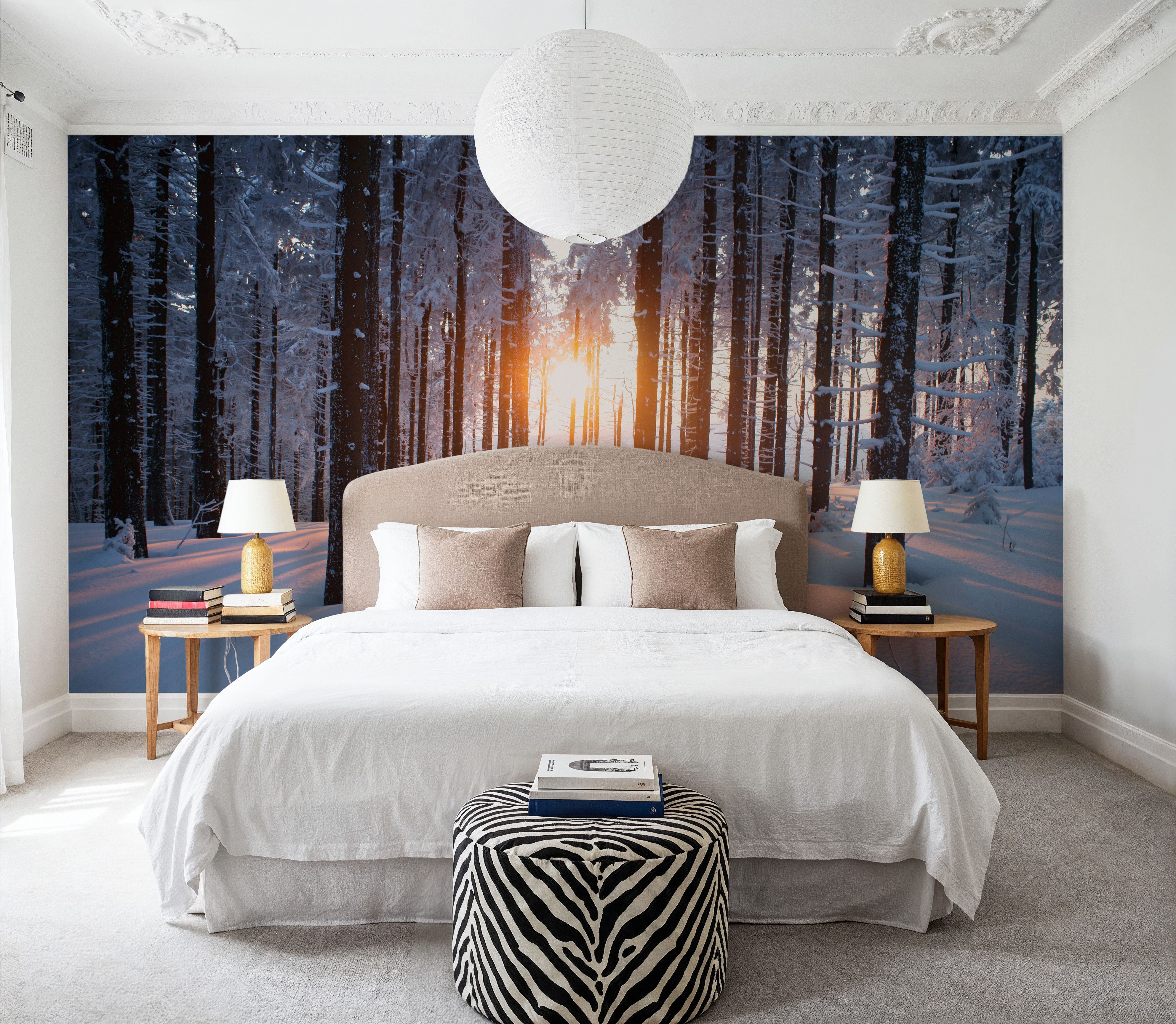 Snowy Woods at Sunset