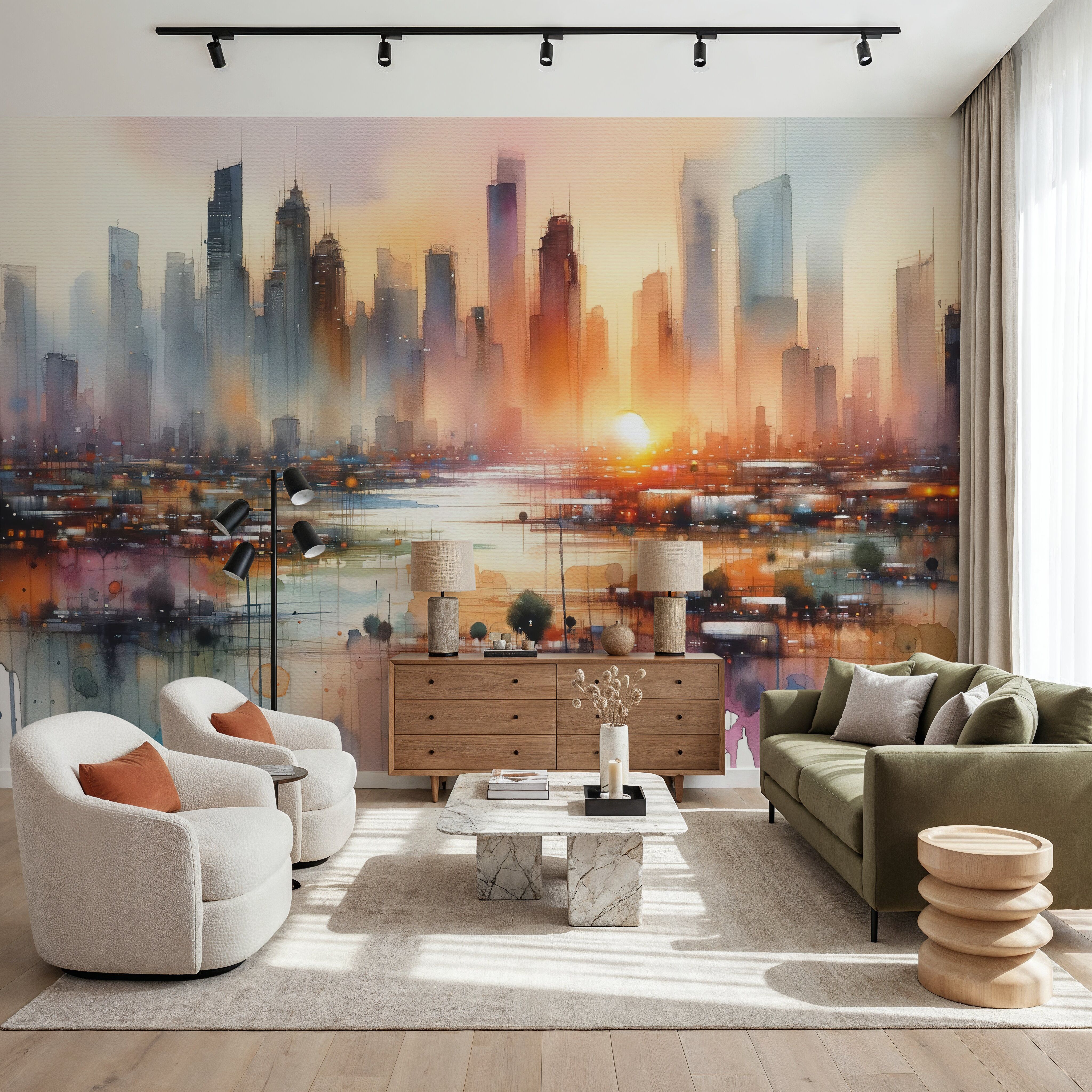 Vibrant Cityscape at Sunset