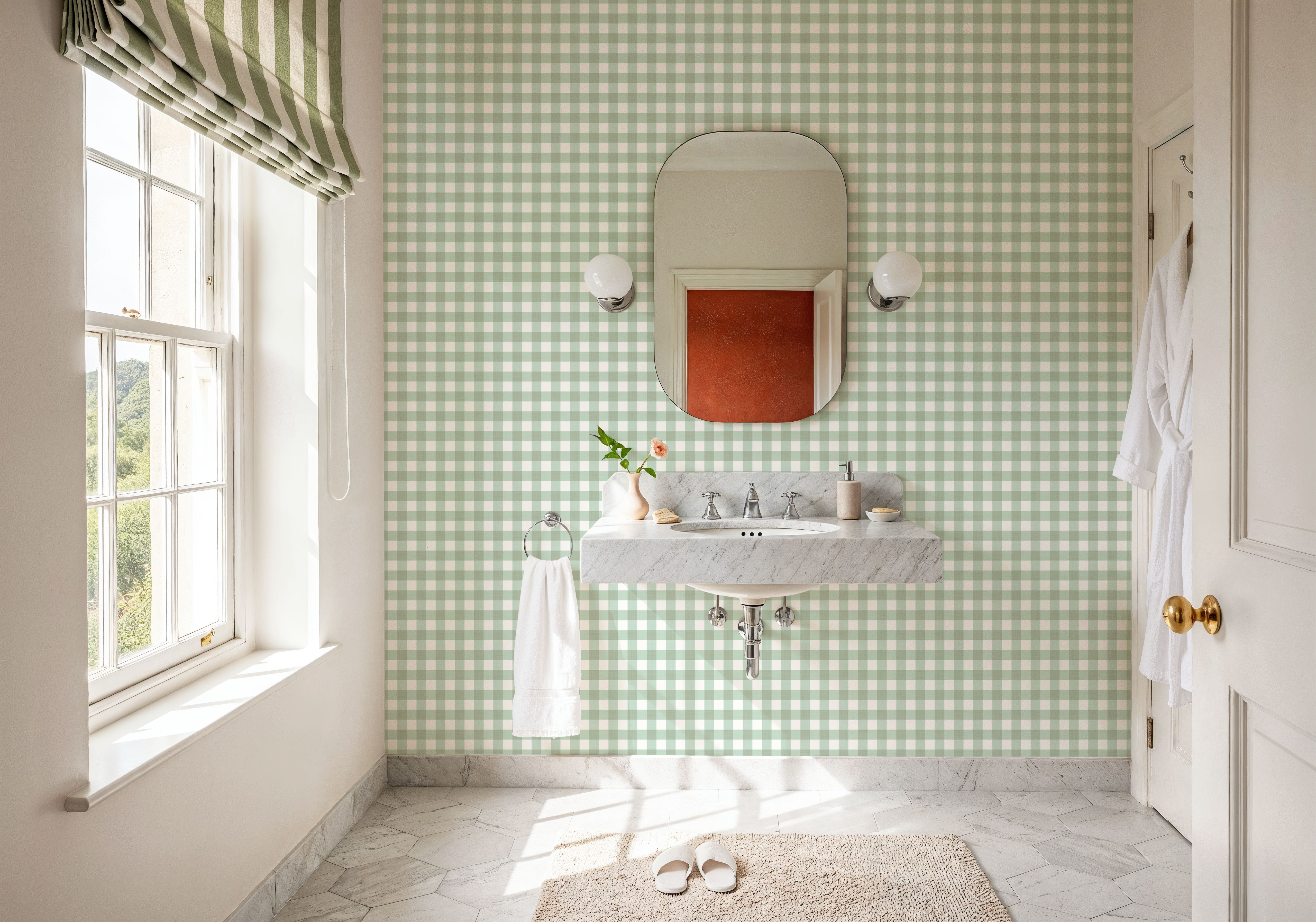 Gingham Mint, Wallpaper