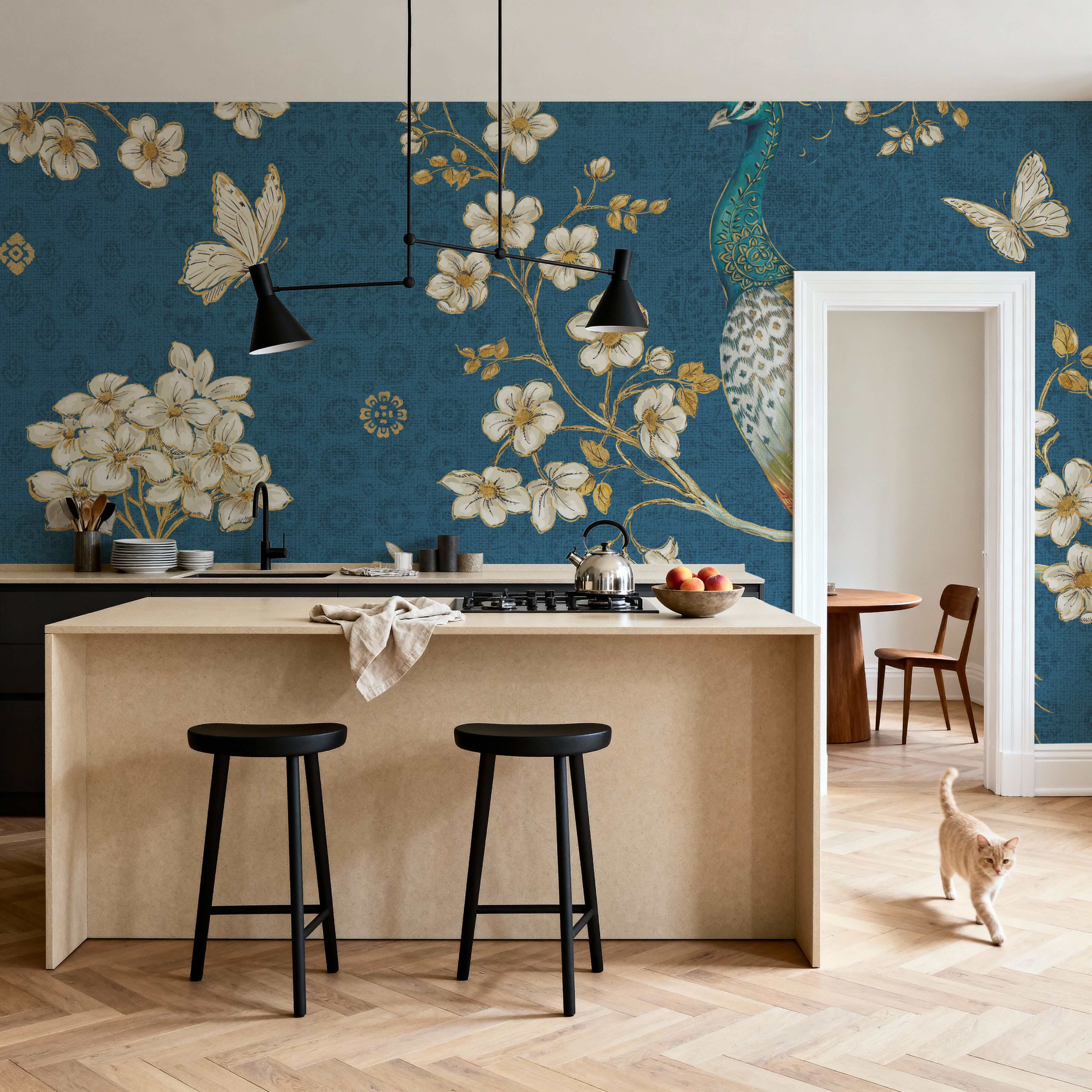 Ornate Peacock II Blue