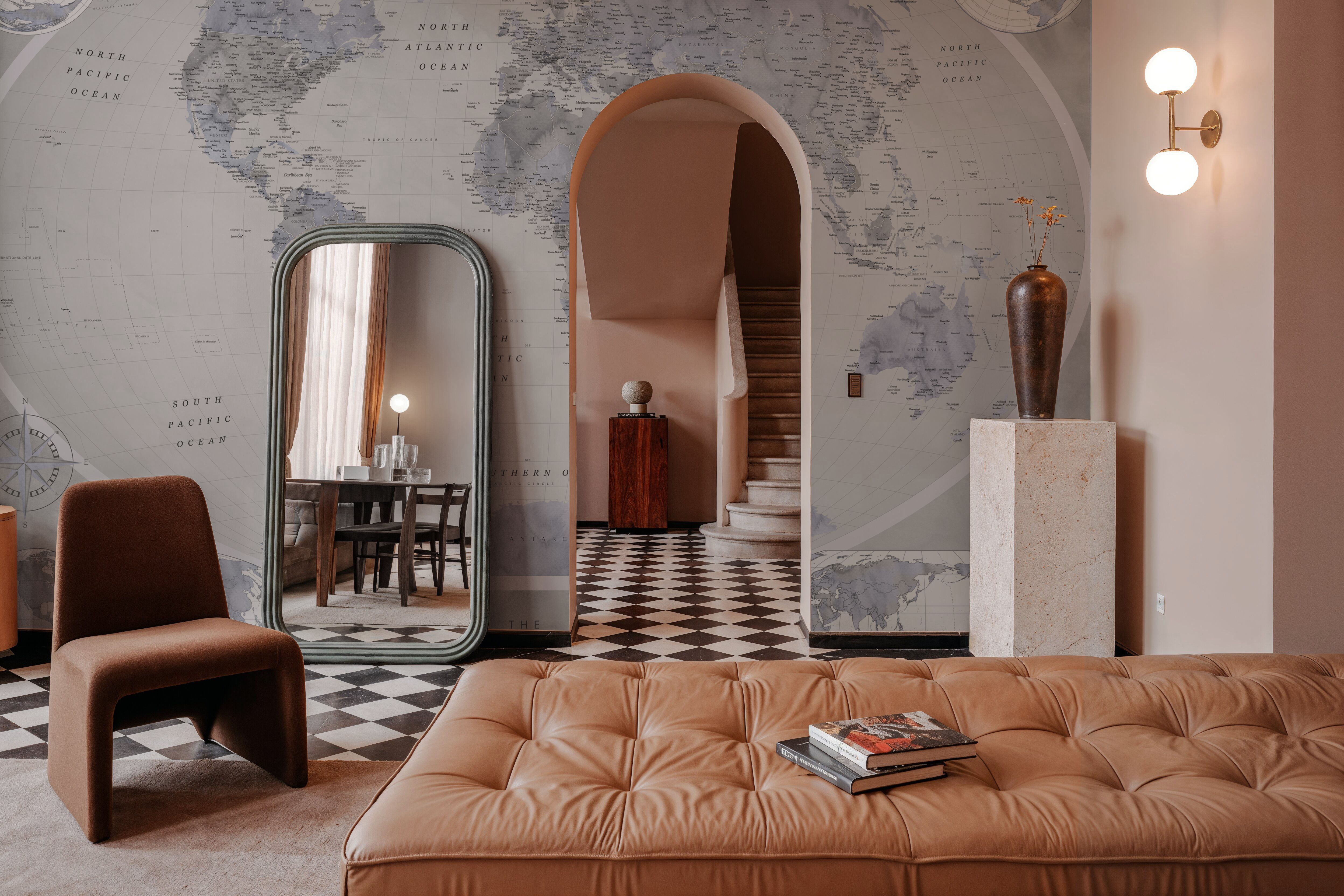 World Map Atlas Blue Gray, Wallpaper