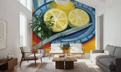 Sliced Lemons on Plates