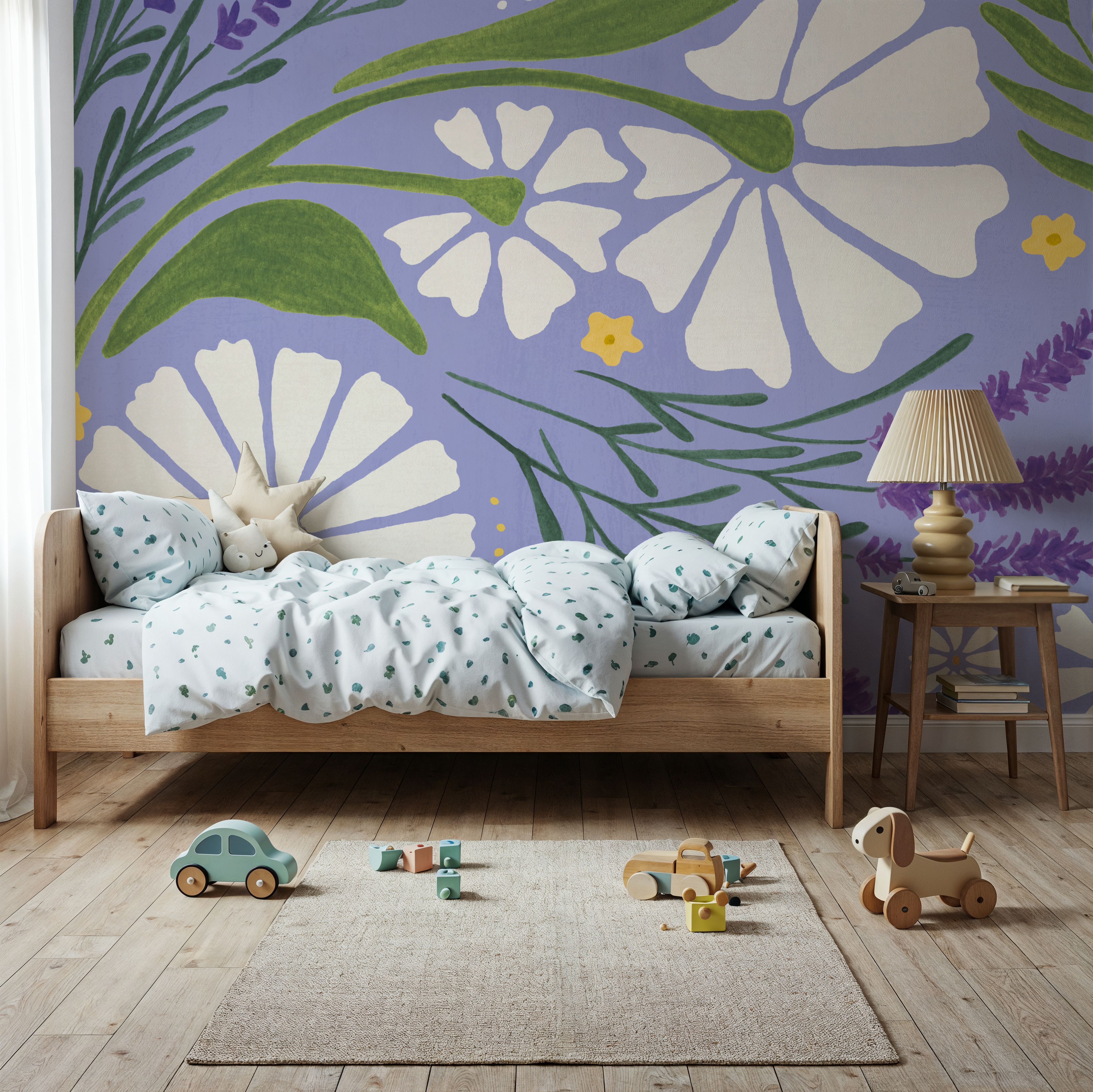 Fotomural - Lavender Garden II Purple - Habitación Infantil - Wallism España - Pegar en la pared o Autoadhesivo