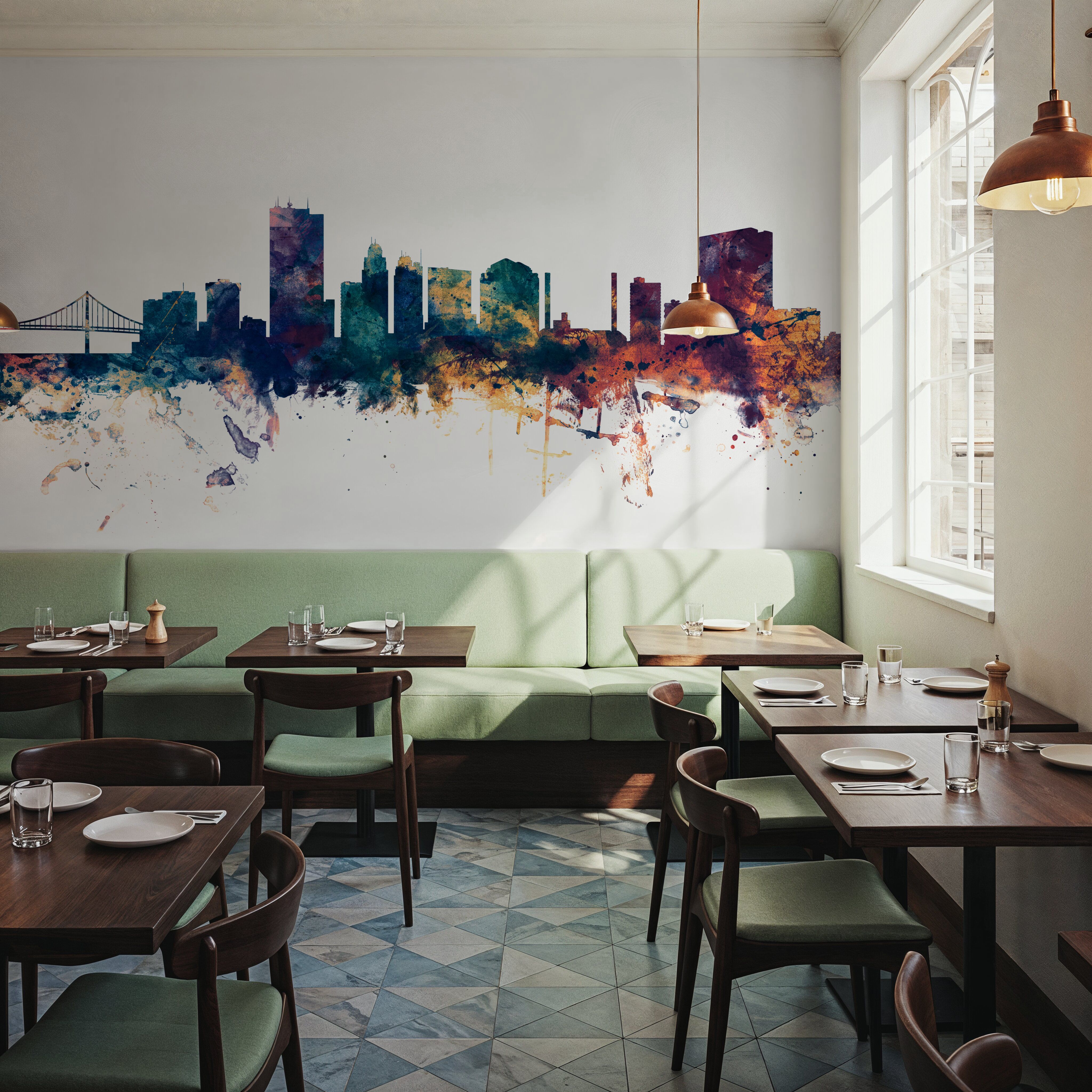 Toledo Ohio Skyline Blue & Bronze 