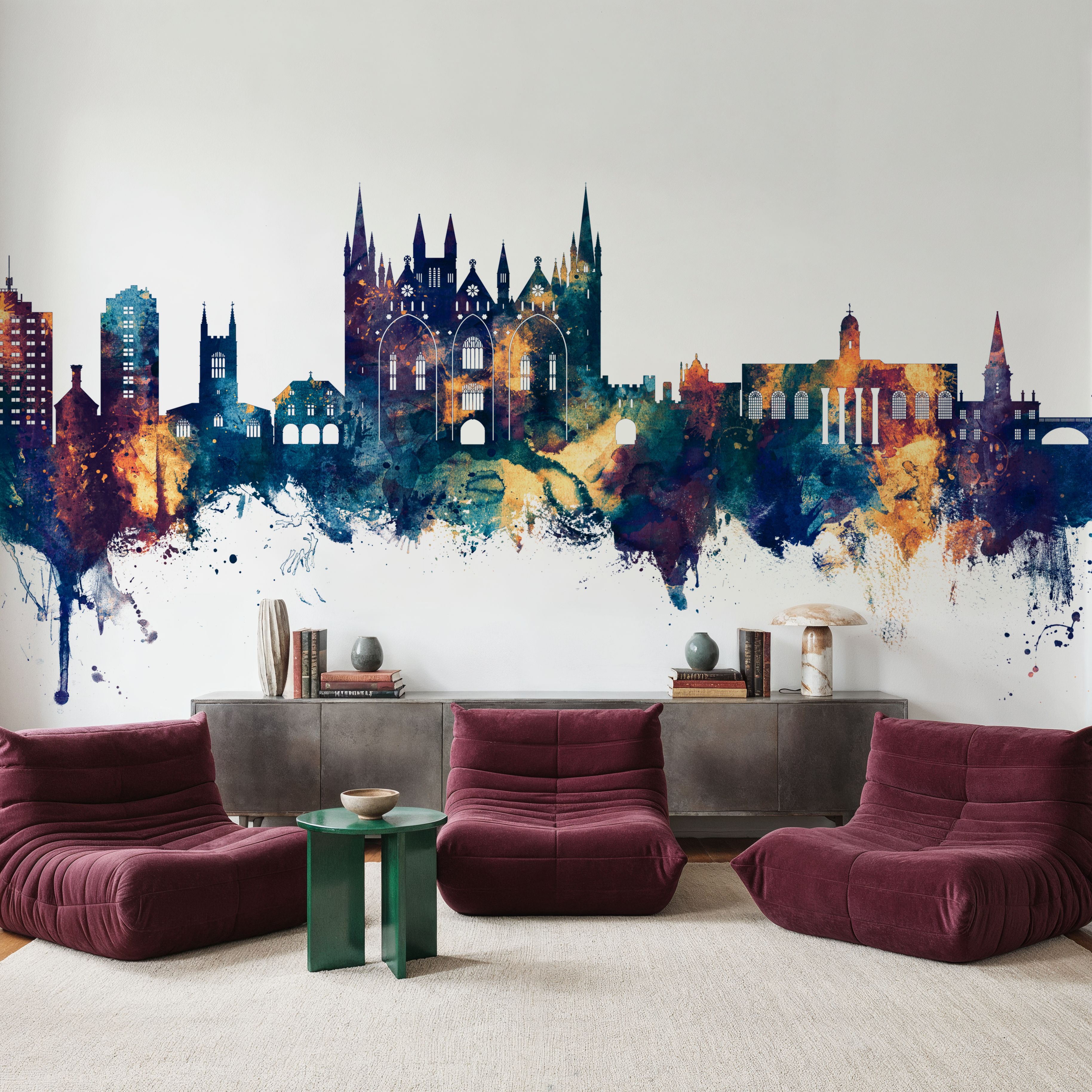 Peterborough England Skyline Blue & Bronze