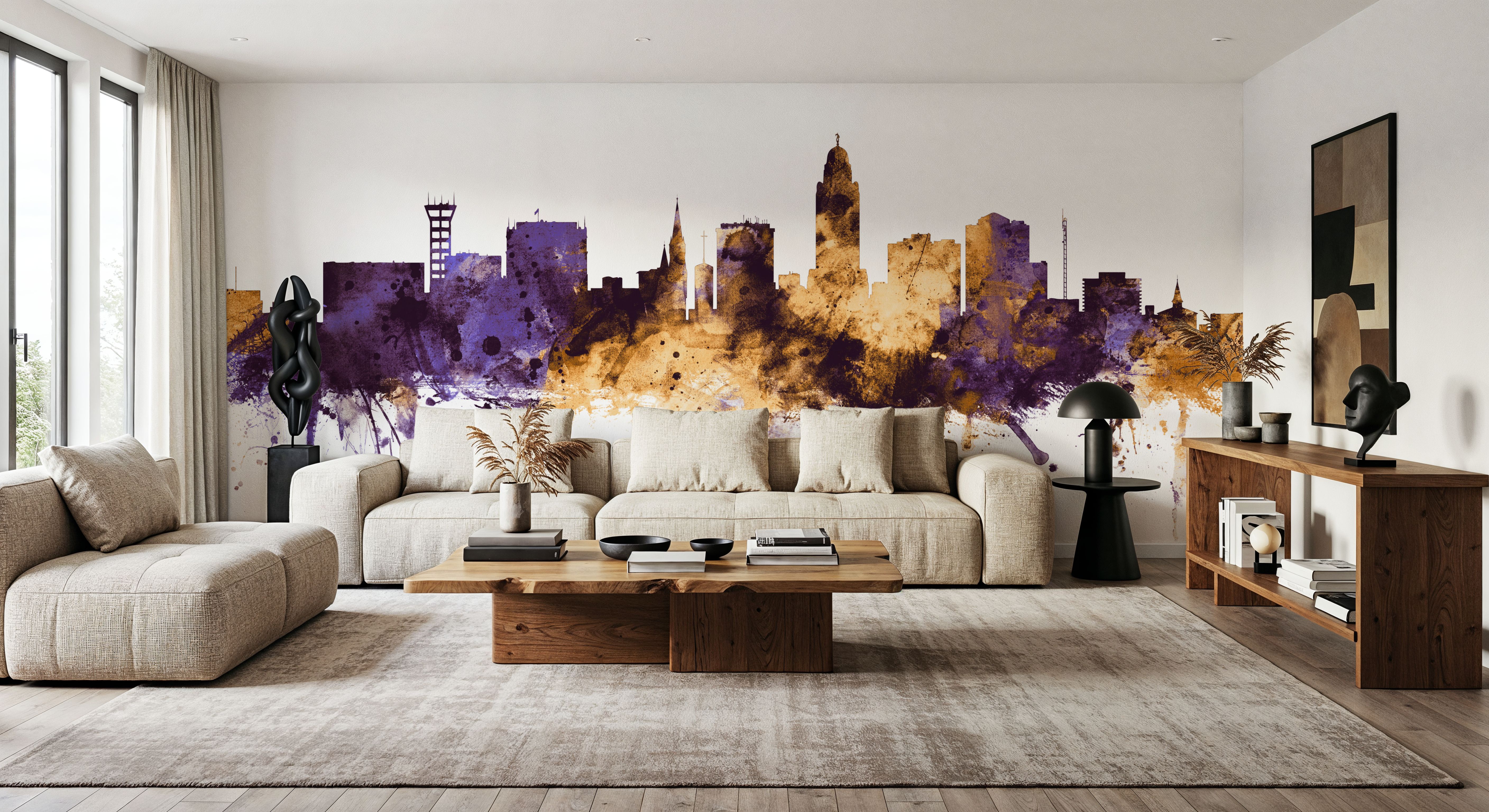 Lincoln Nebraska Skyline Purple & Gold