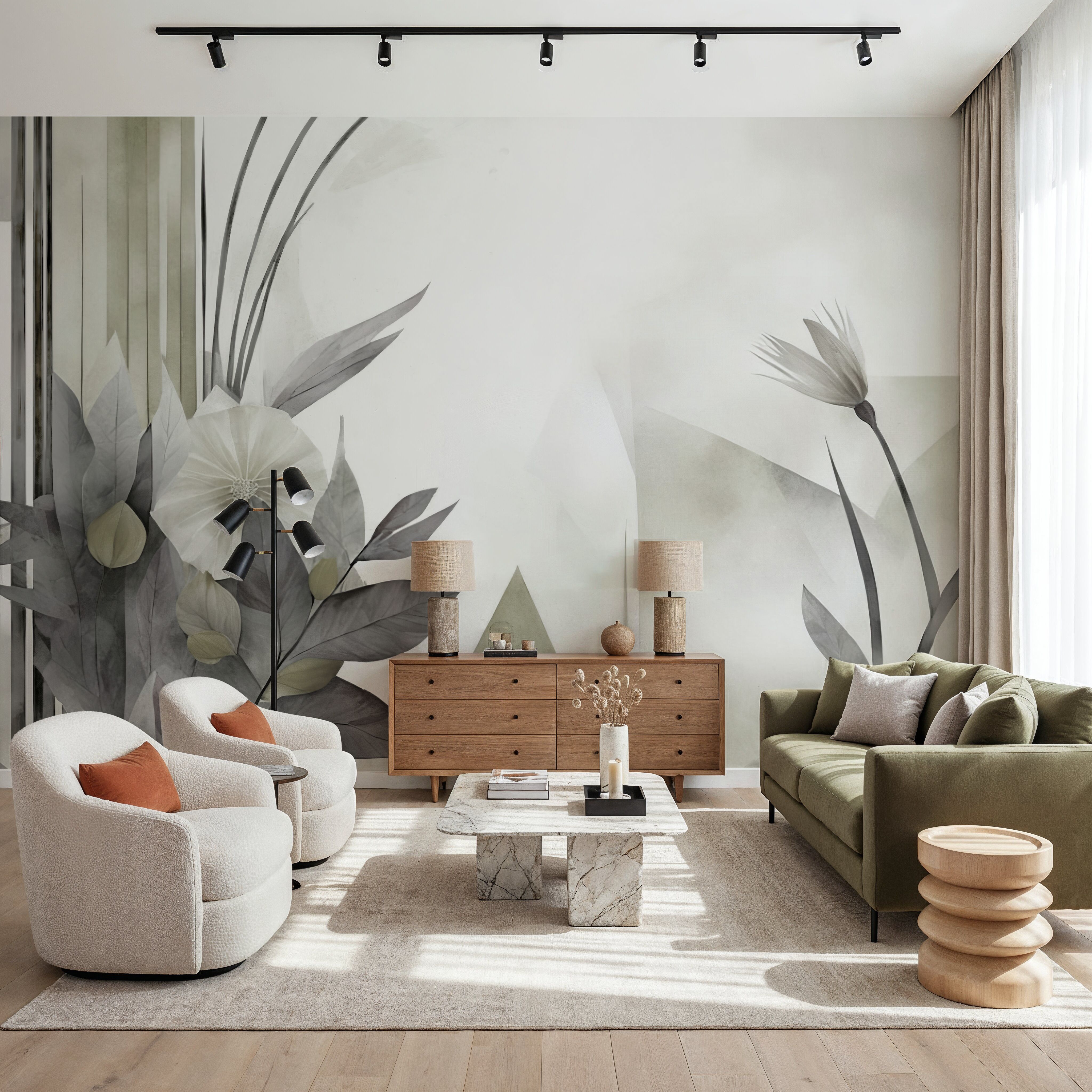 Floral Watercolor Abstract Green