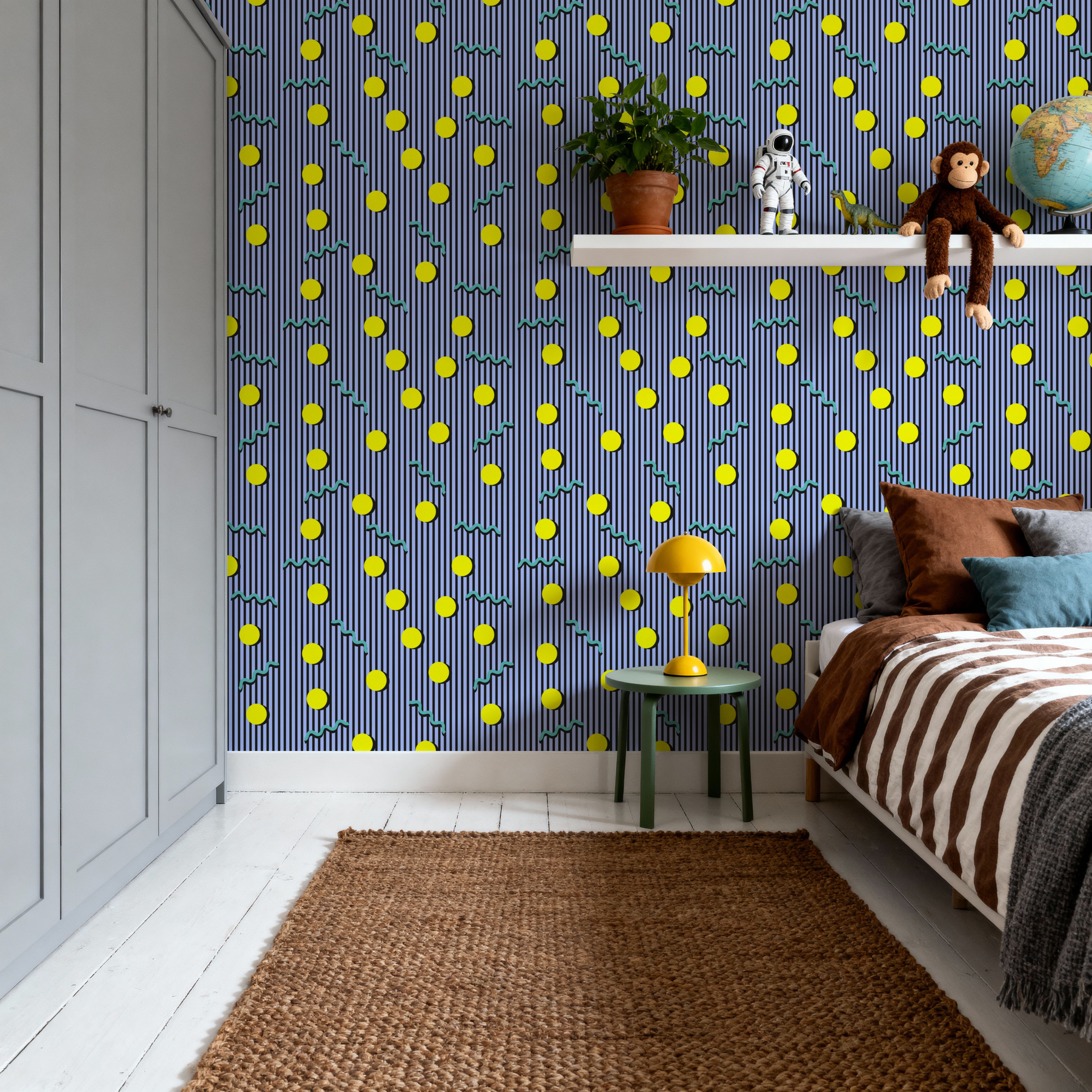 Memphis Dots & Stripes, Lilac