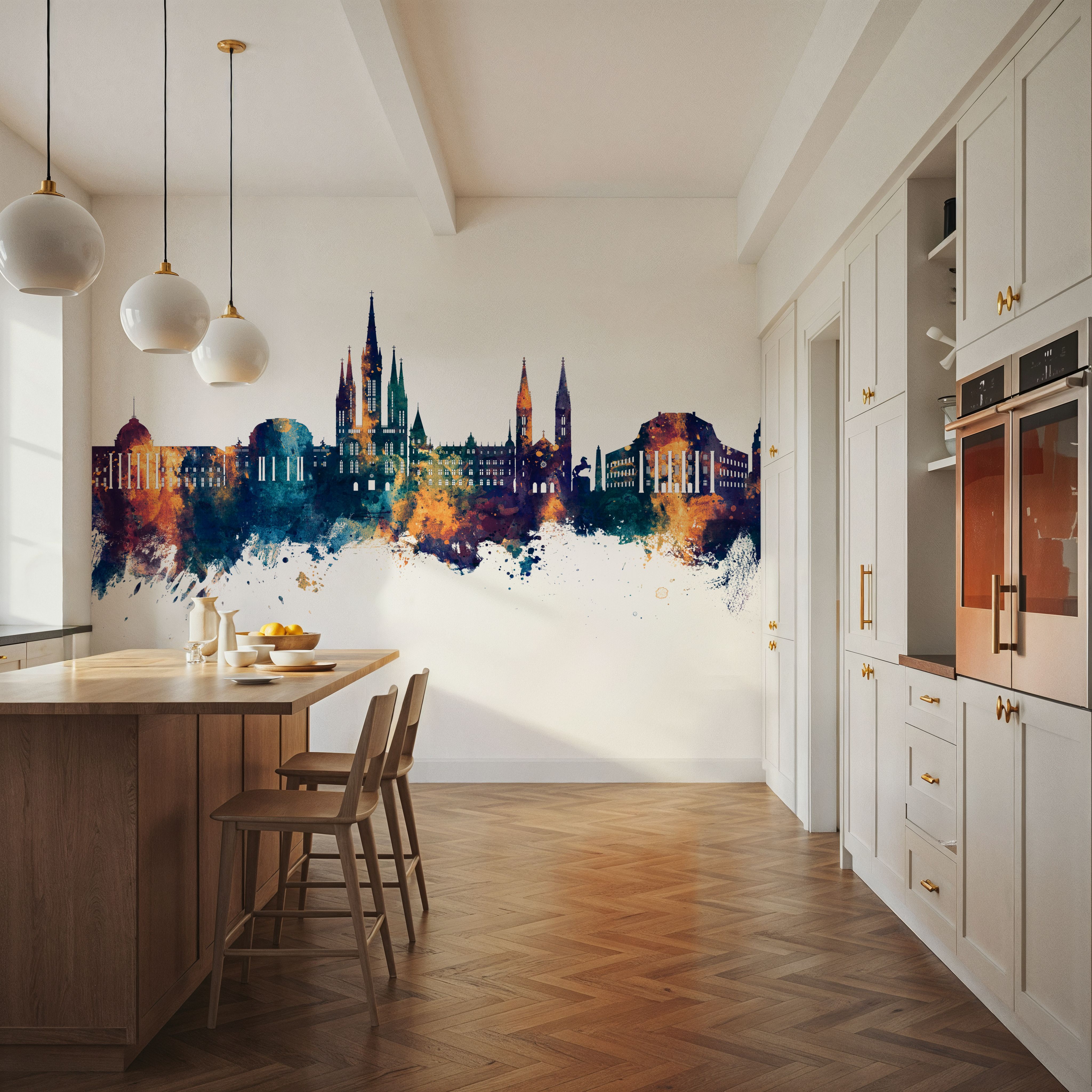 Weisbaden Germany Skyline Blue & Bronze