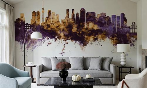 Tokyo Japan Skyline Purple & Gold