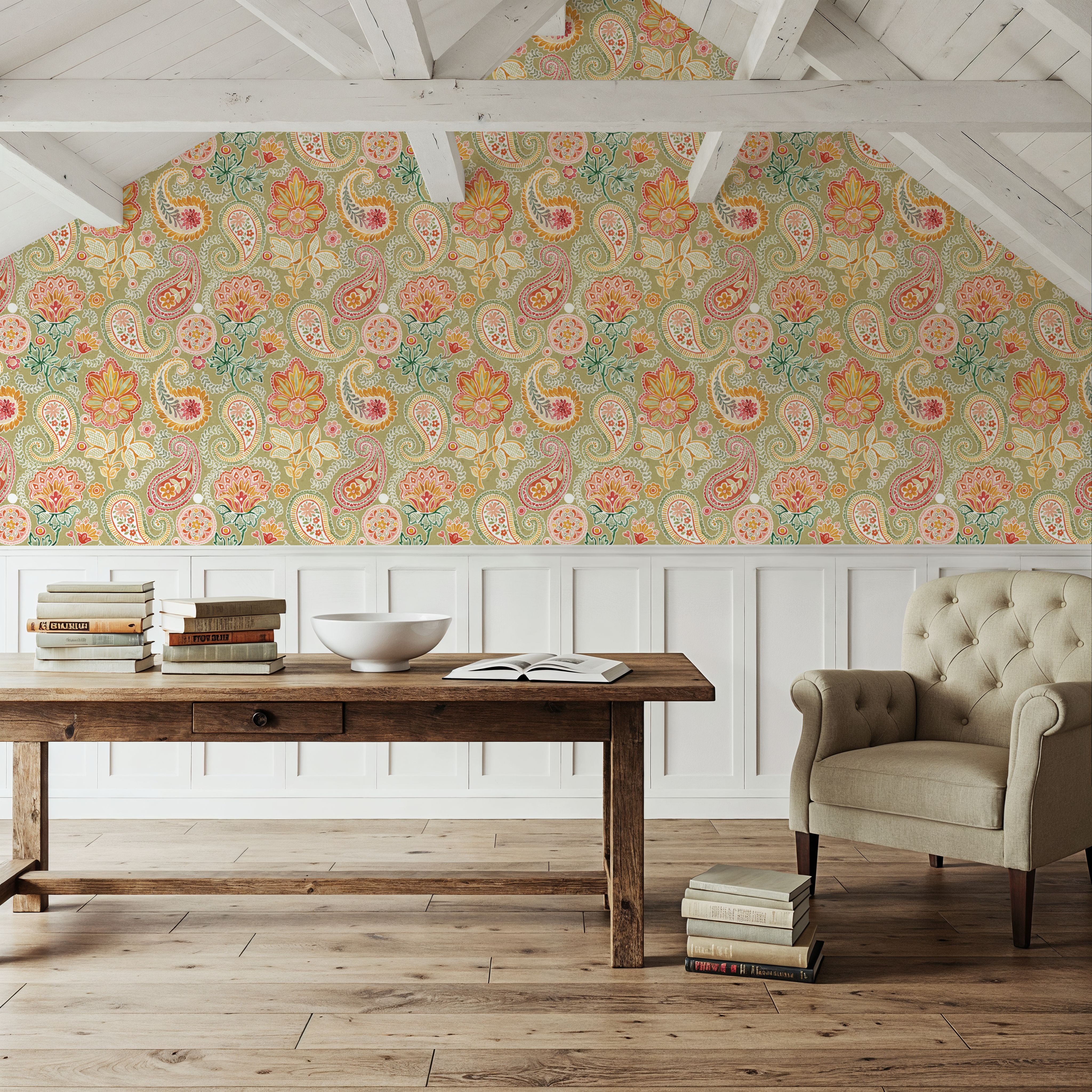 Harvest Paisley Mini Swamp Green