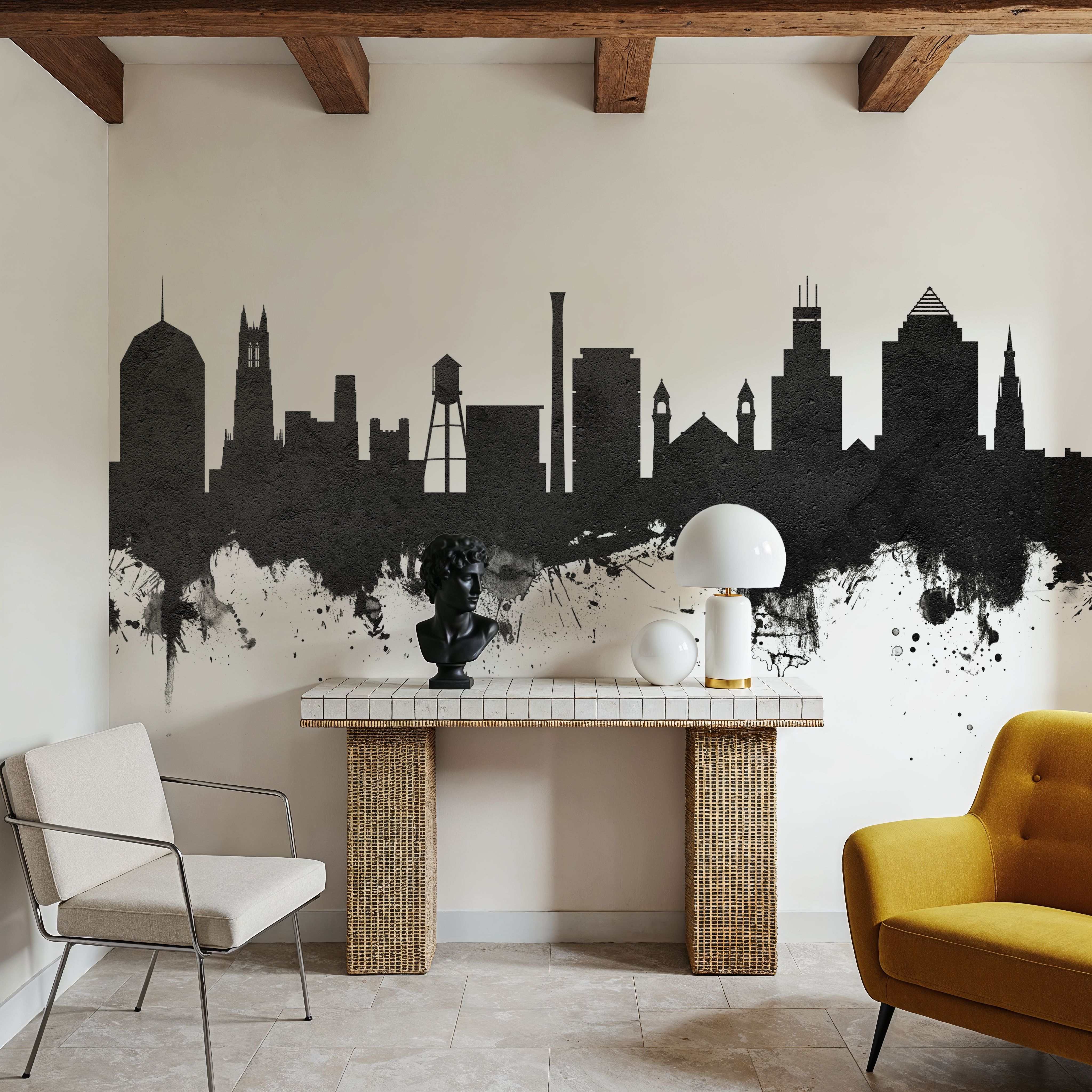 Durham North Carolina Skyline Black & White