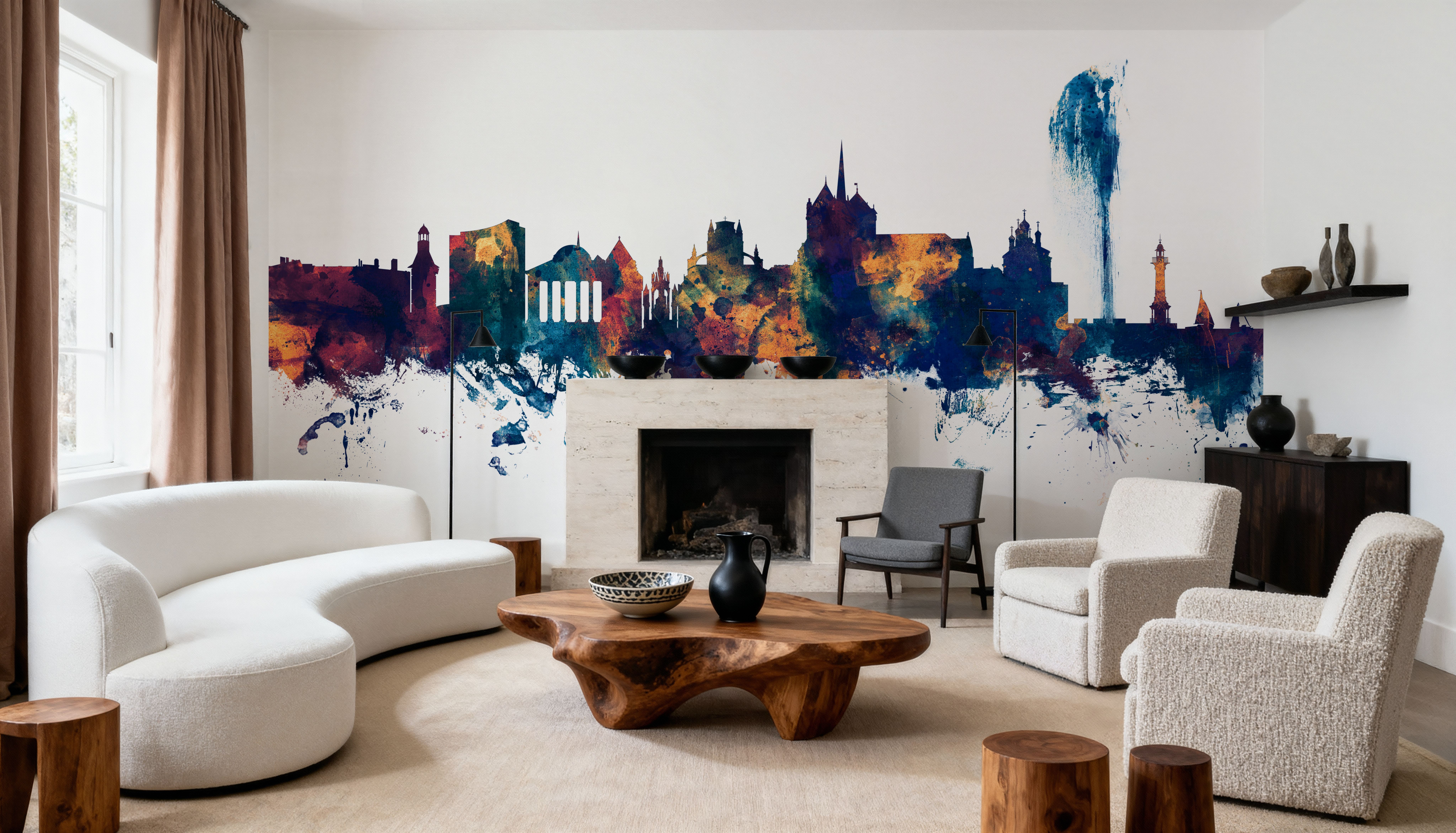 Geneva Switzerland Skyline Blue & Bronze