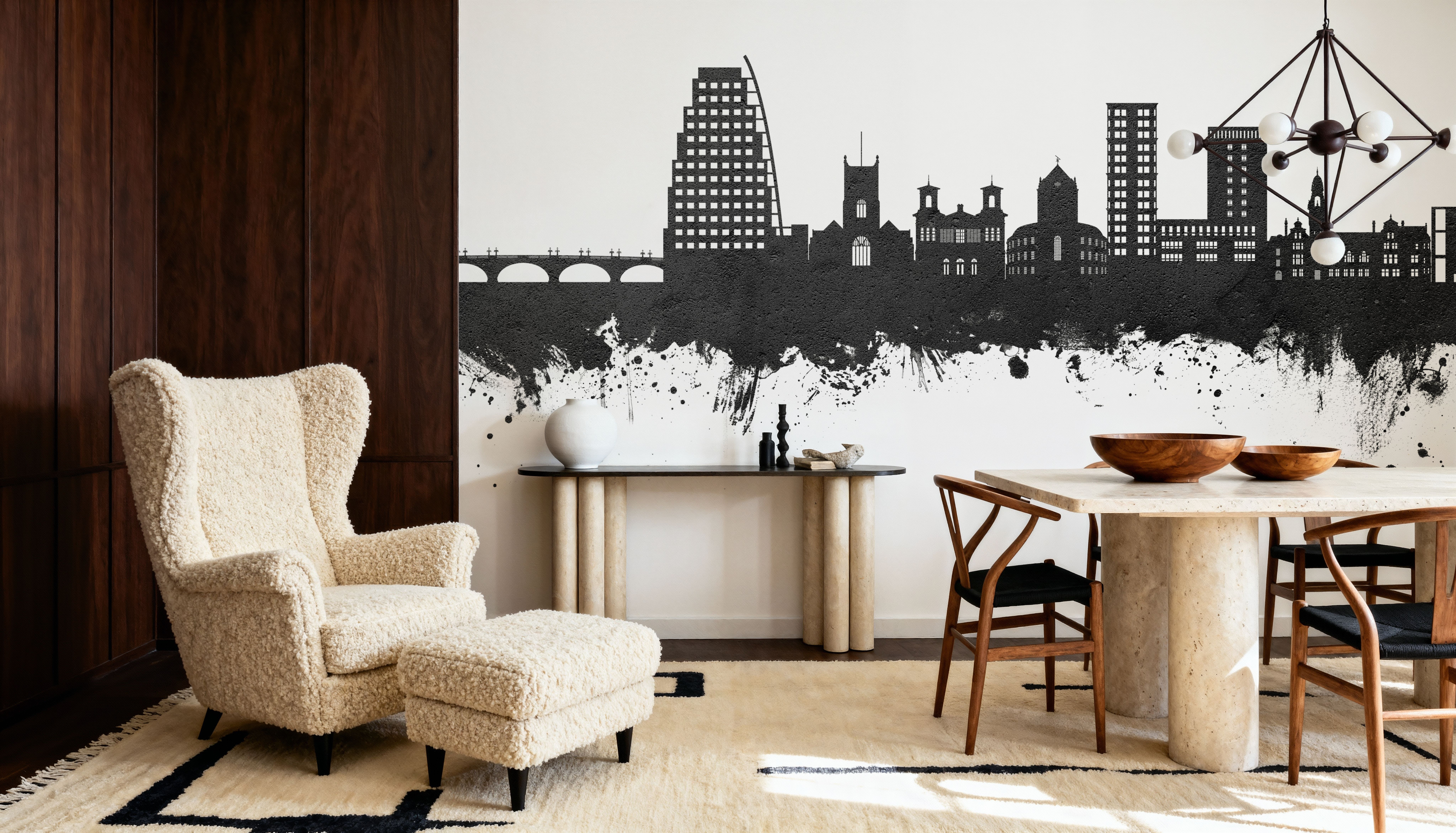 Kingston upon Thames England Skyline Black & White