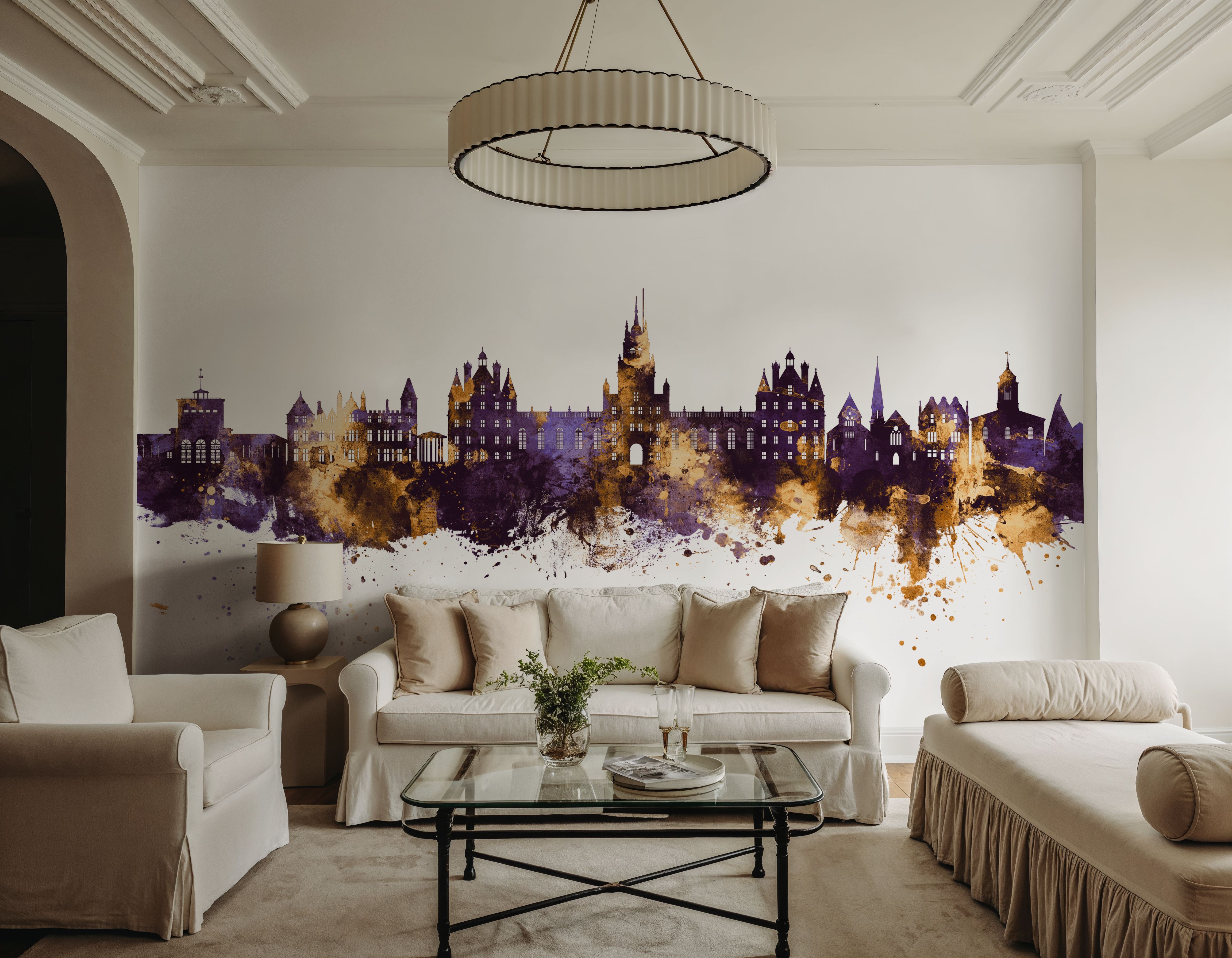 Egham England Skyline Purple & Gold