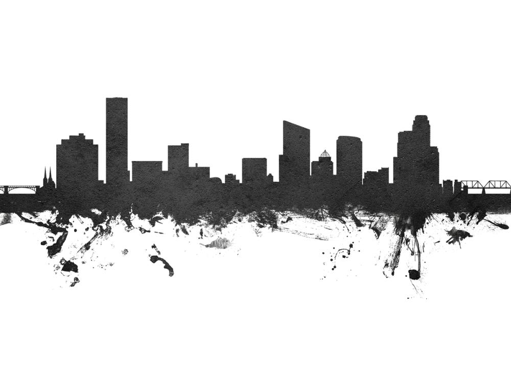 Grand Rapids Michigan Skyline Black & White