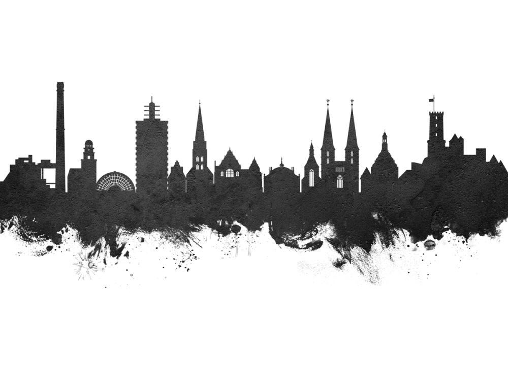 Bielefeld Germany Skyline Black & White