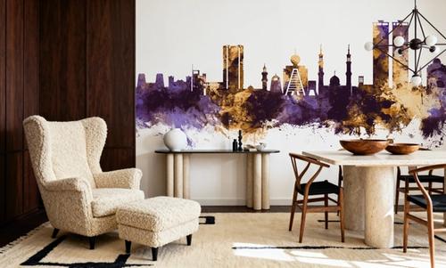 Ras Al Khaimah Skyline Purple & Gold