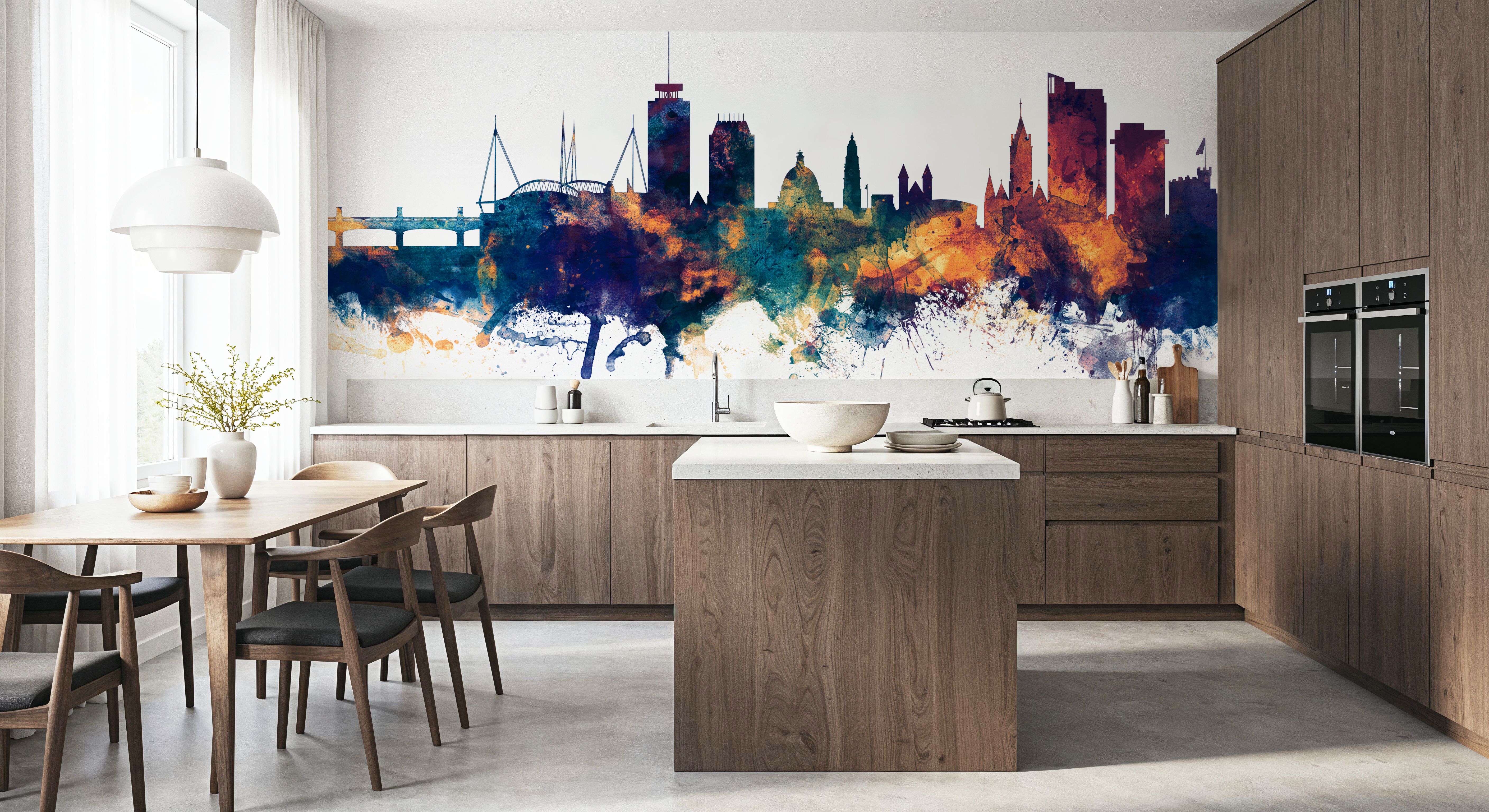 Cardiff Wales Skyline Blue & Bronze