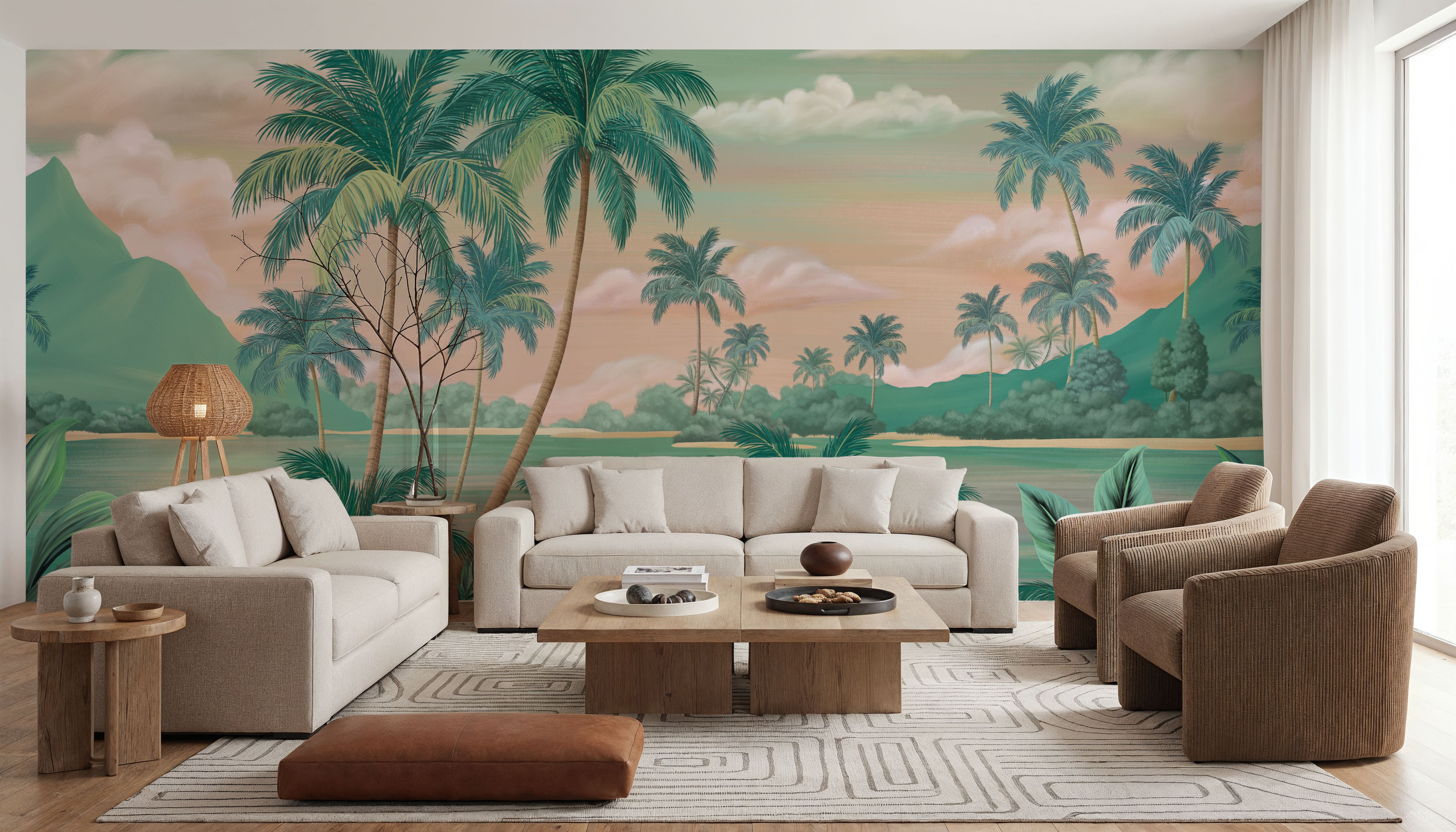 Paradise Lagoon, Mint, Papel pintado