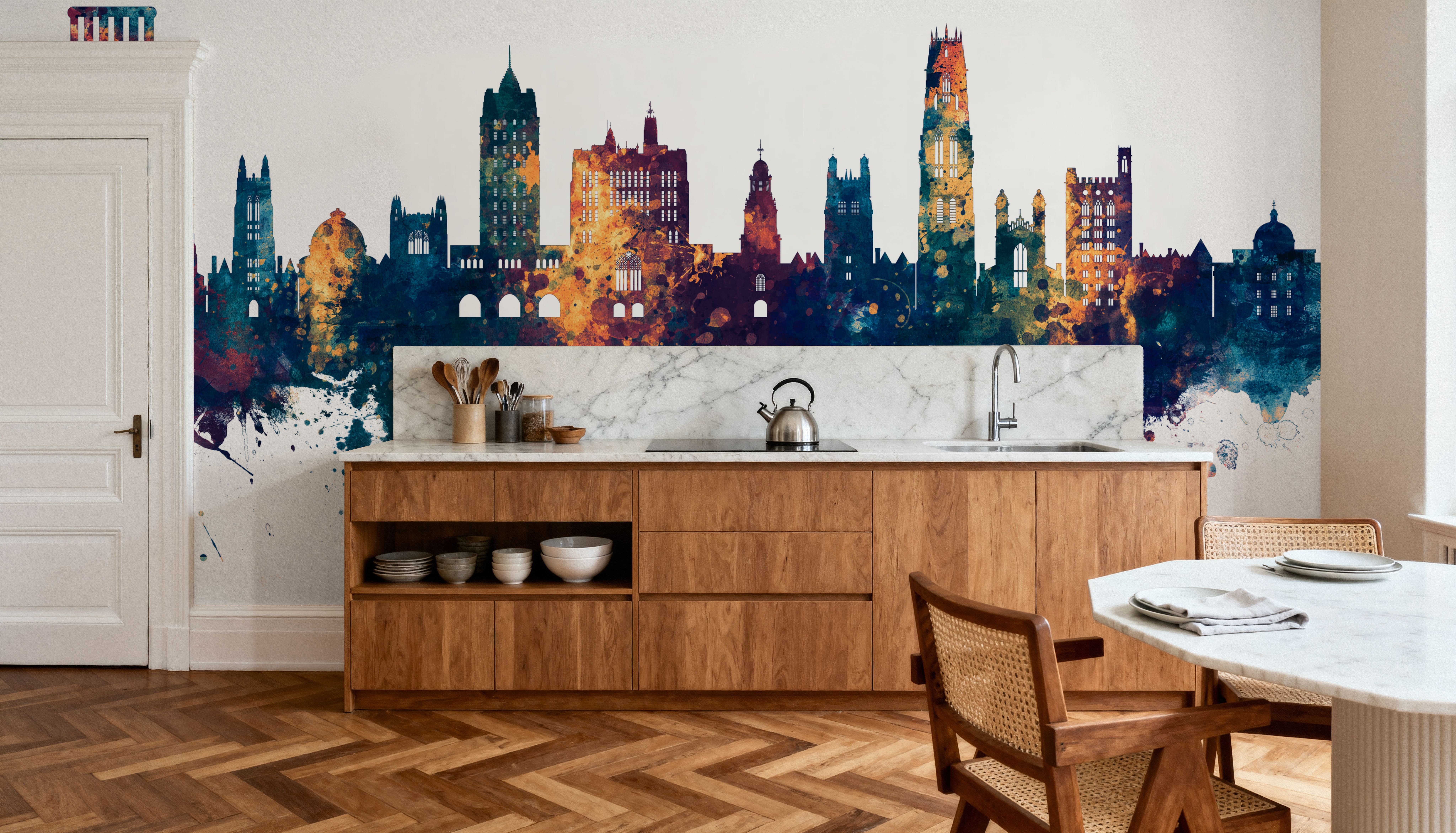 New Haven Connecticut Skyline Blue & Bronze