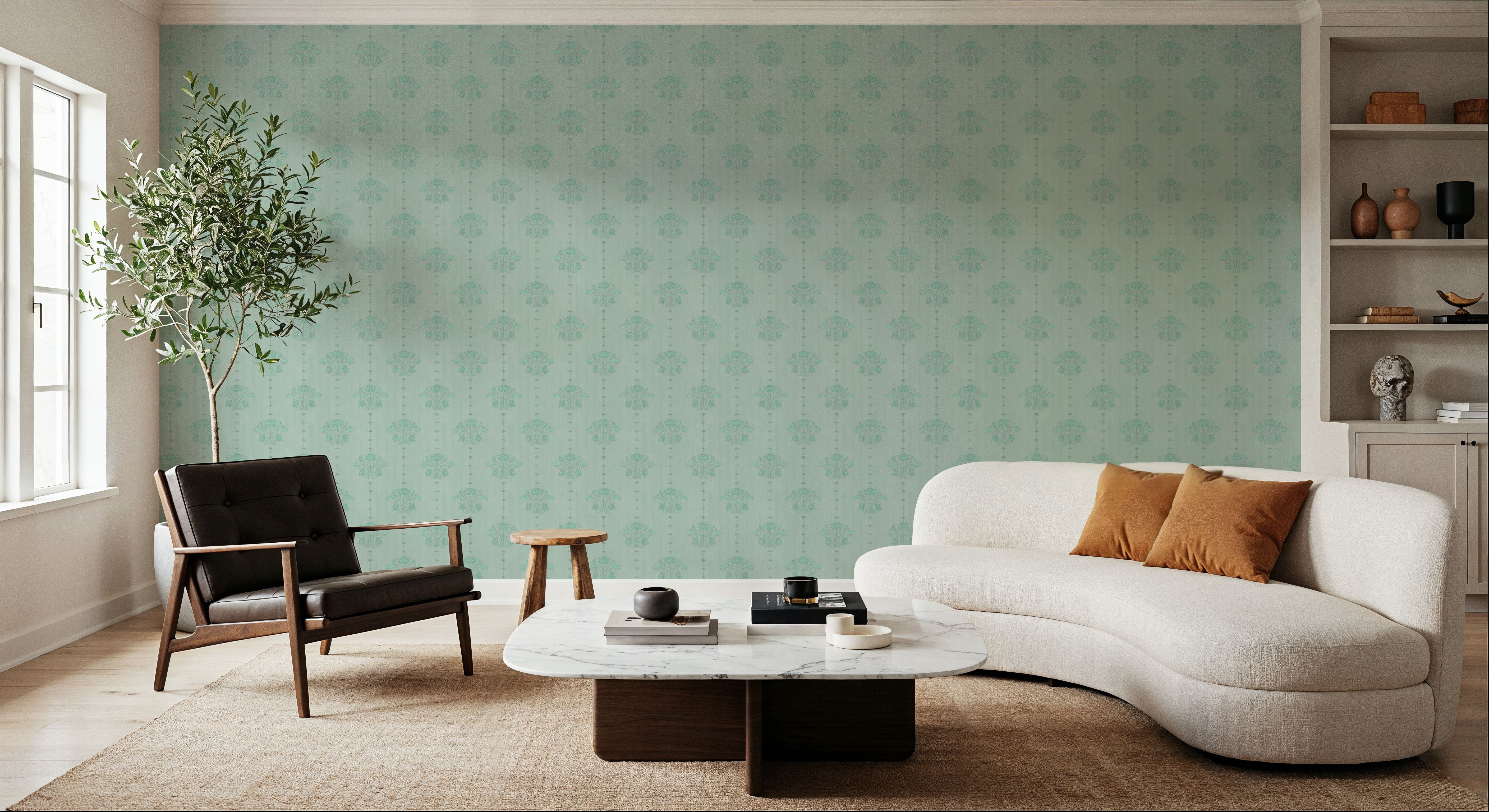 Block Print Water Lily Stripes, Mint