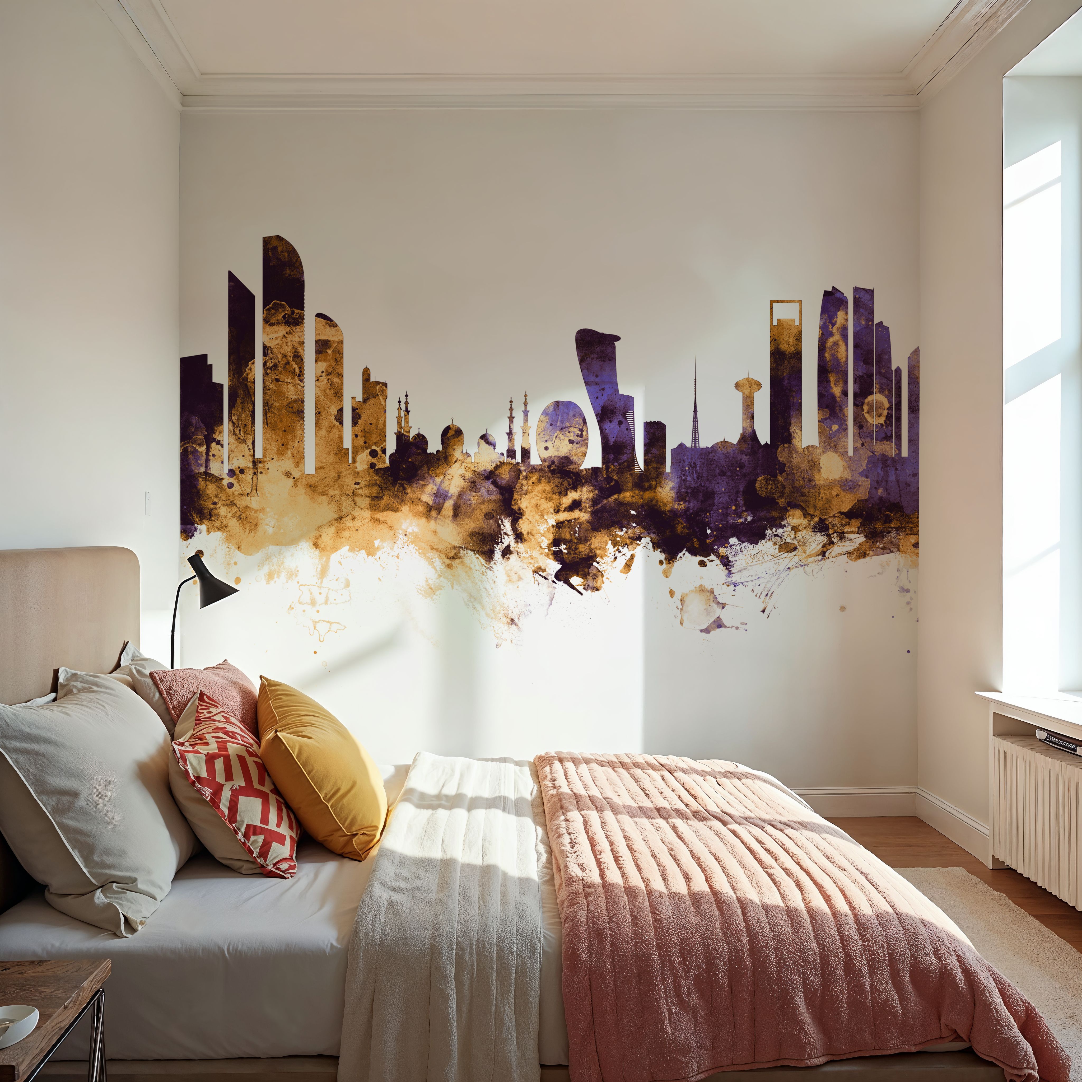 Abu Dhabi Skyline Purple & Gold