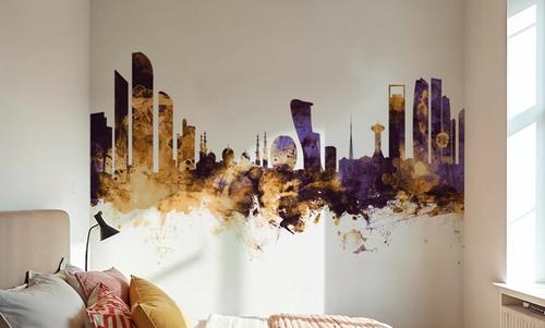 Abu Dhabi Skyline Purple & Gold