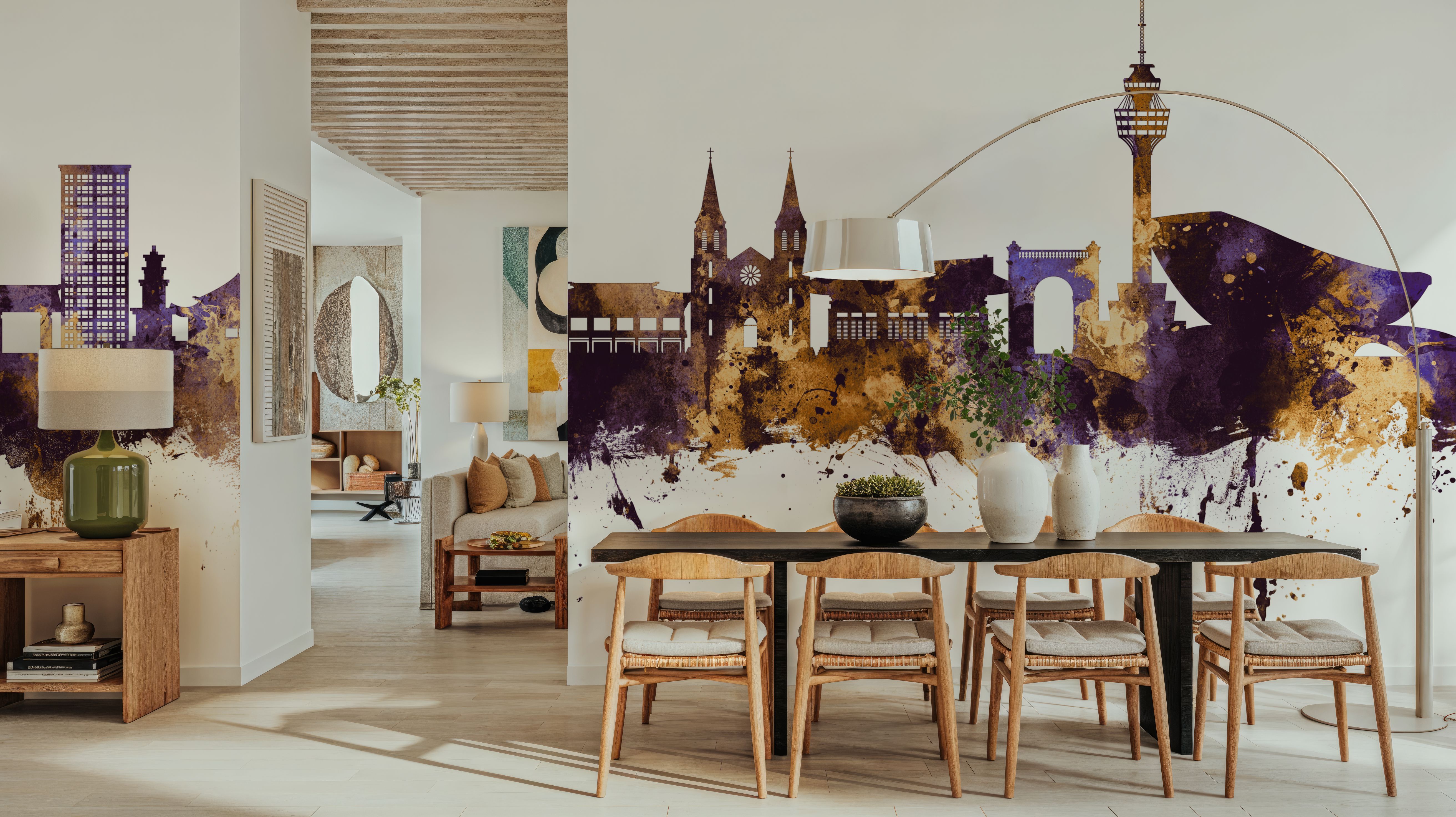 Daegu South Korea Skyline Purple & Gold