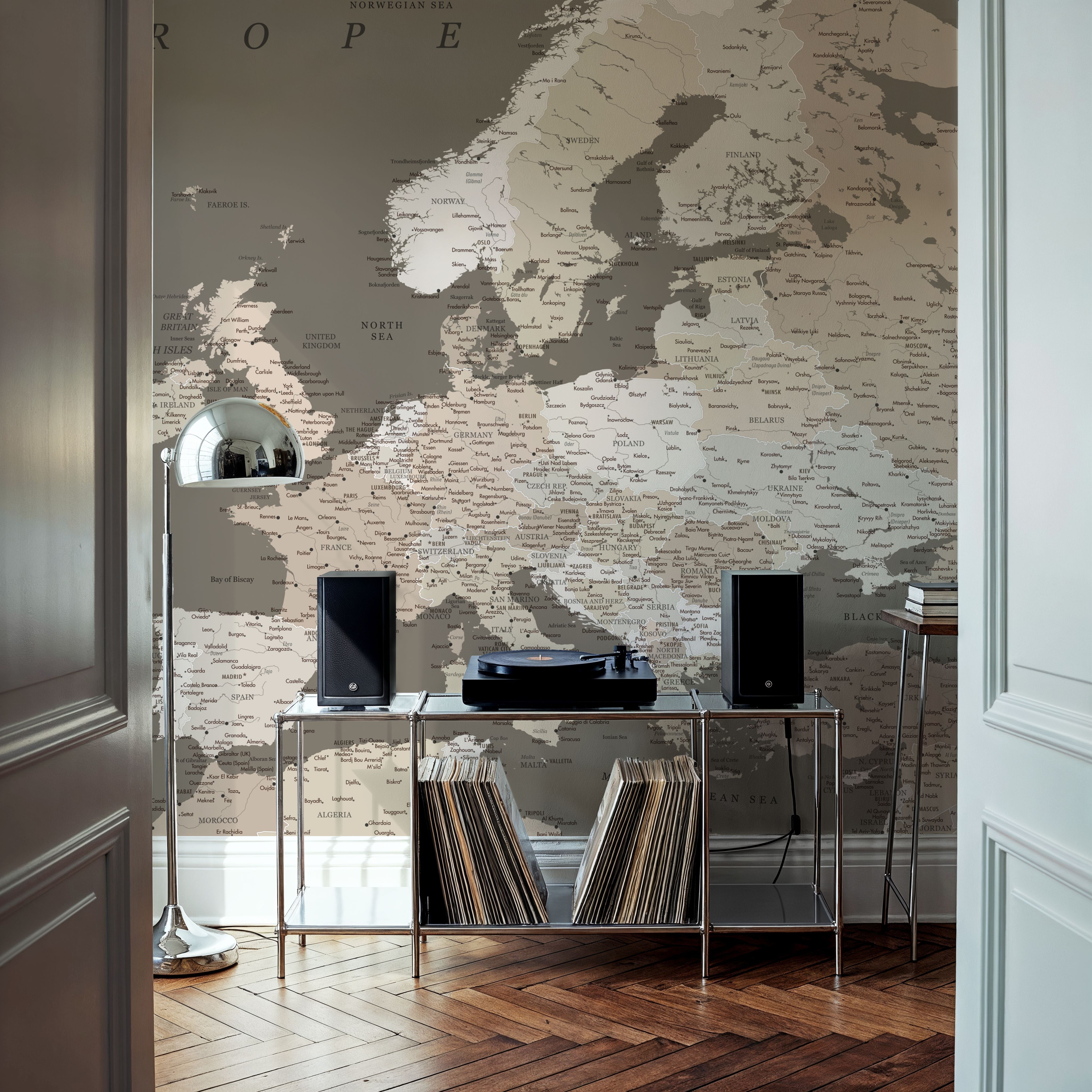 Europe Map Detailed - Earthy