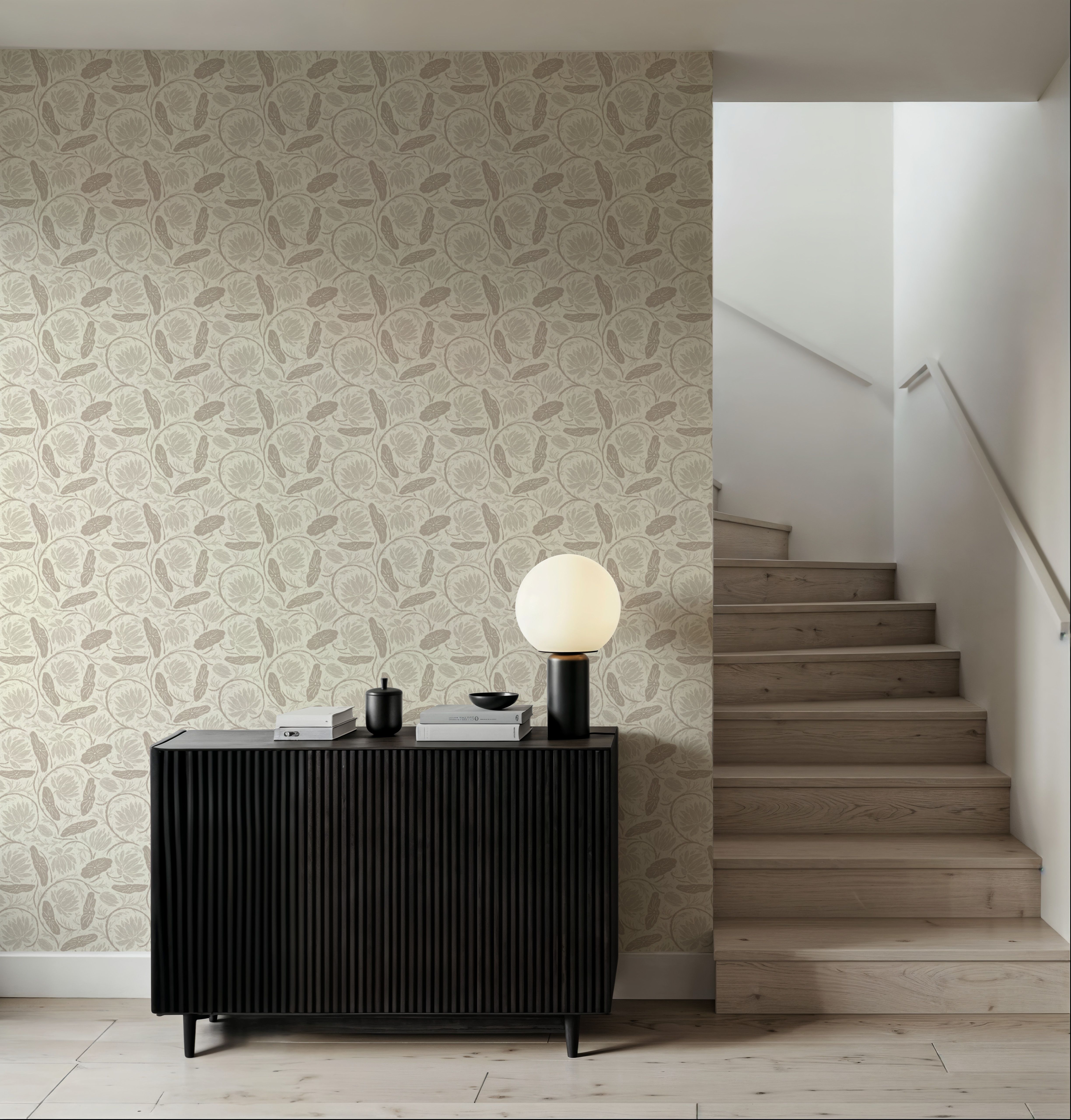 Block Print Lotus, Beige