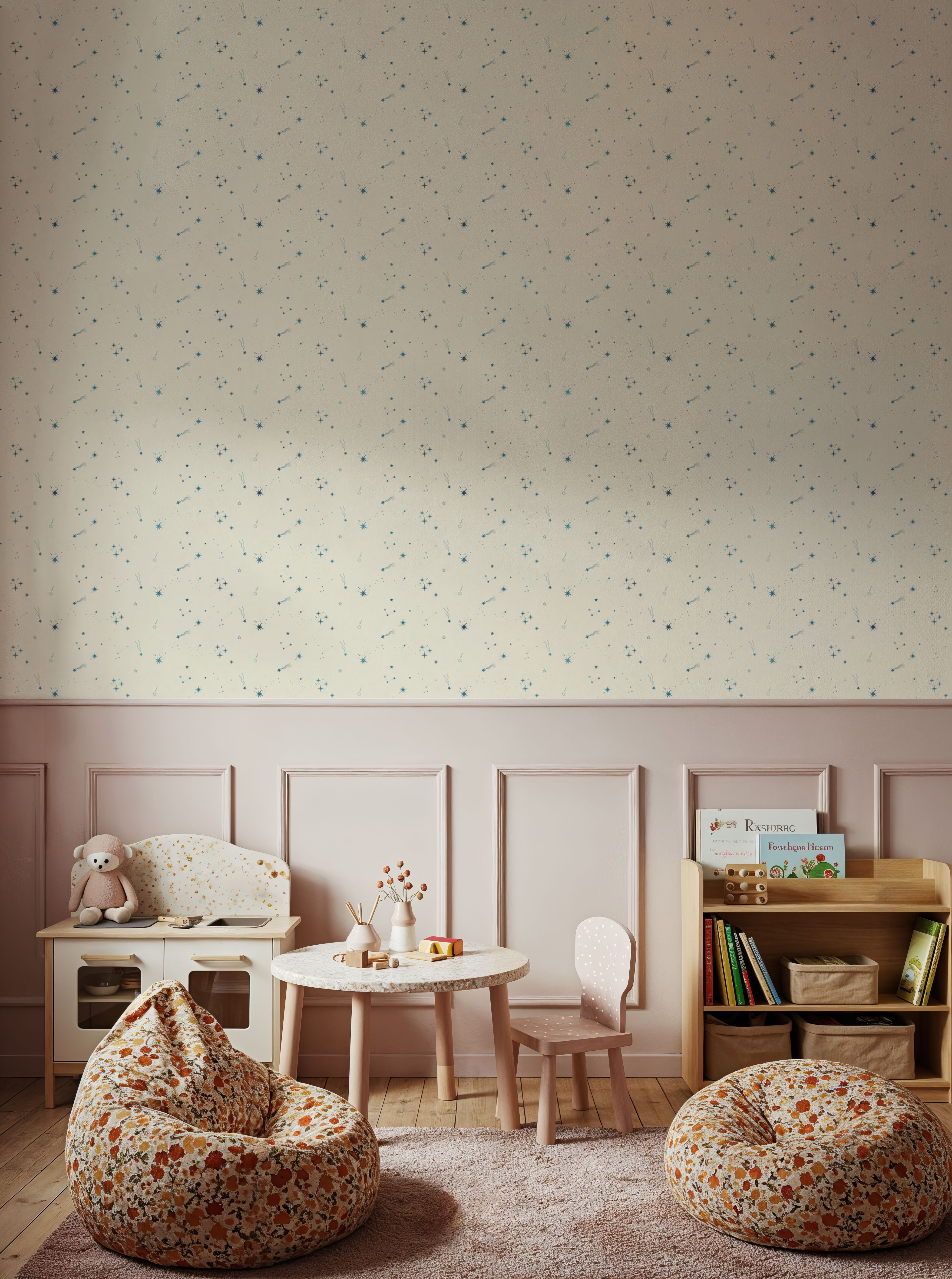 Stardust, Teal on Cream