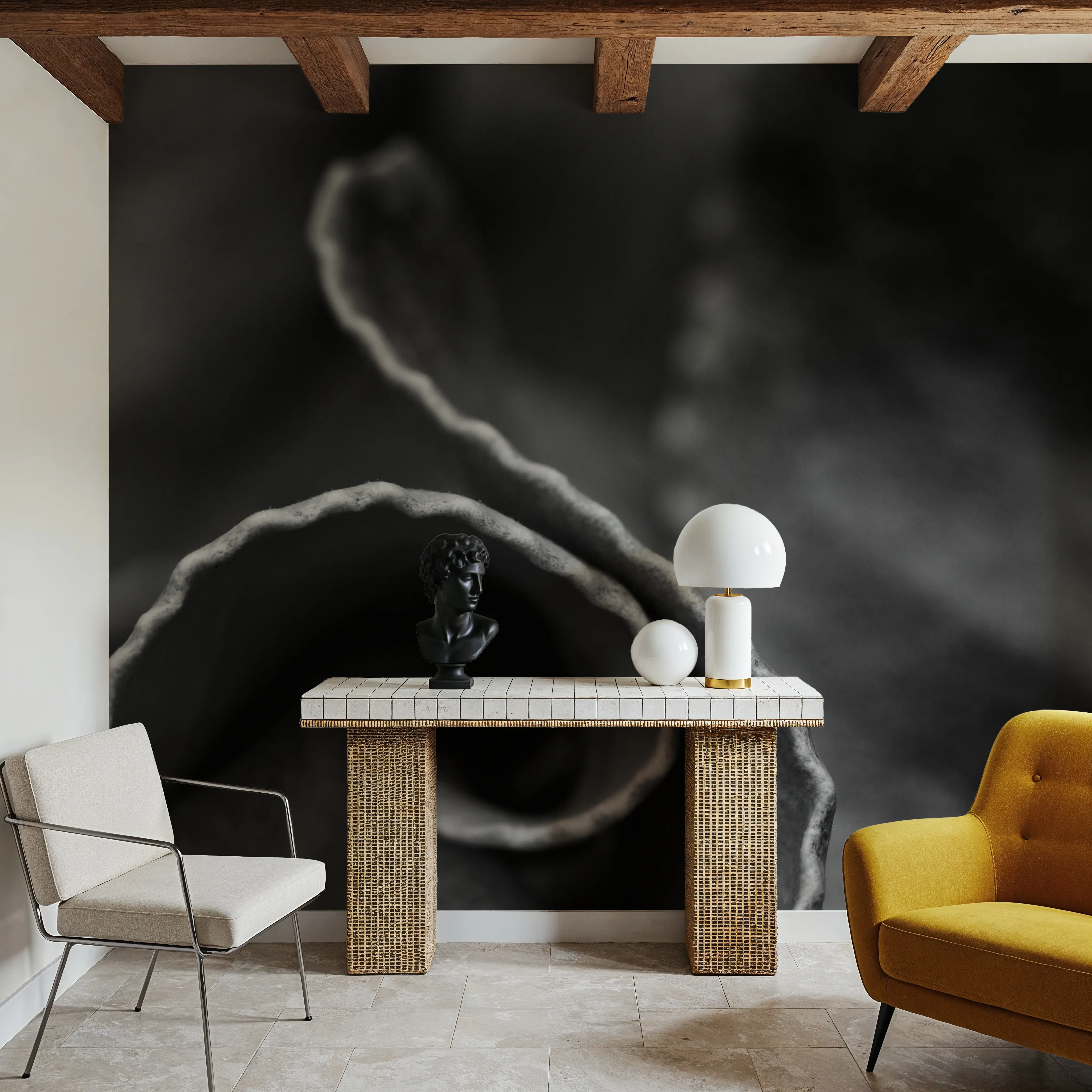 Wall Mural - Circling Around - Abstract Nature mural wallpaper - Gray - Dining Room - Wallism UK - Peel & Stick or Paste-the-Wall