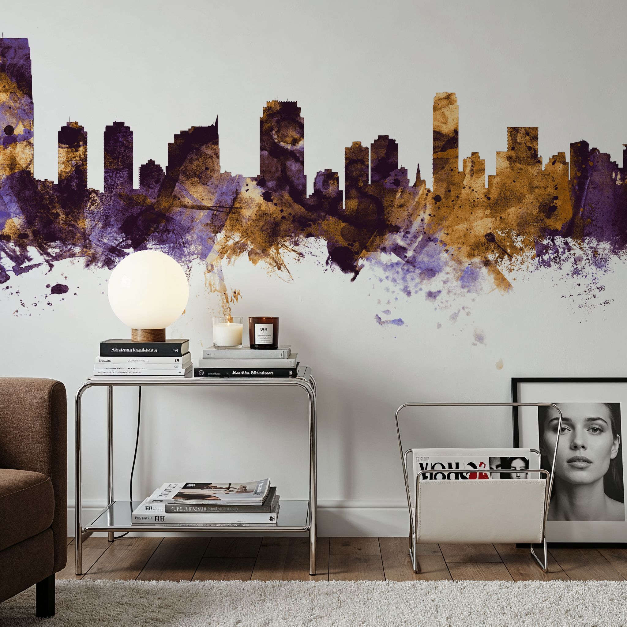 Jersey City New York Skyline Purple & Gold