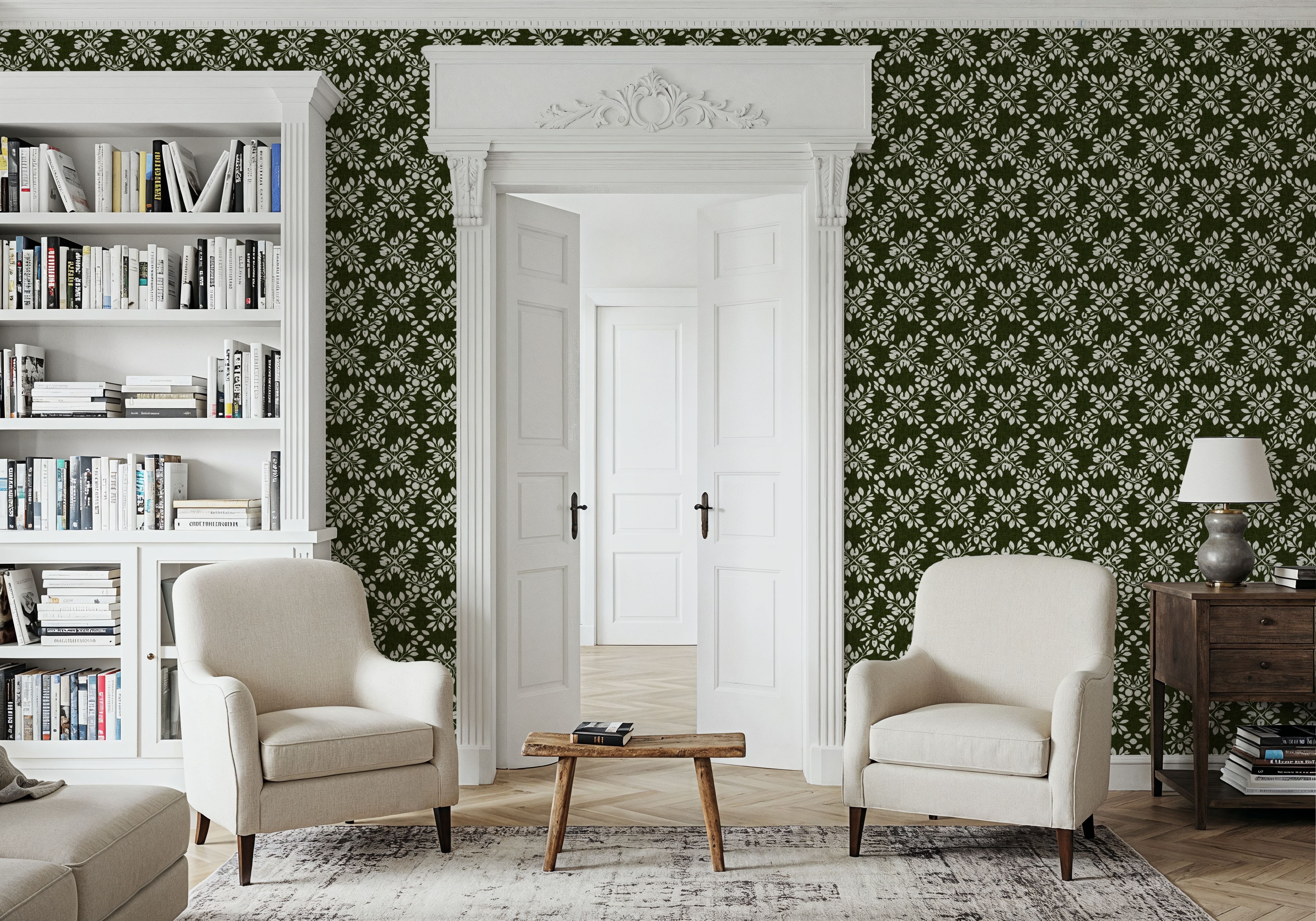 Trellis Leaves, Forest Green