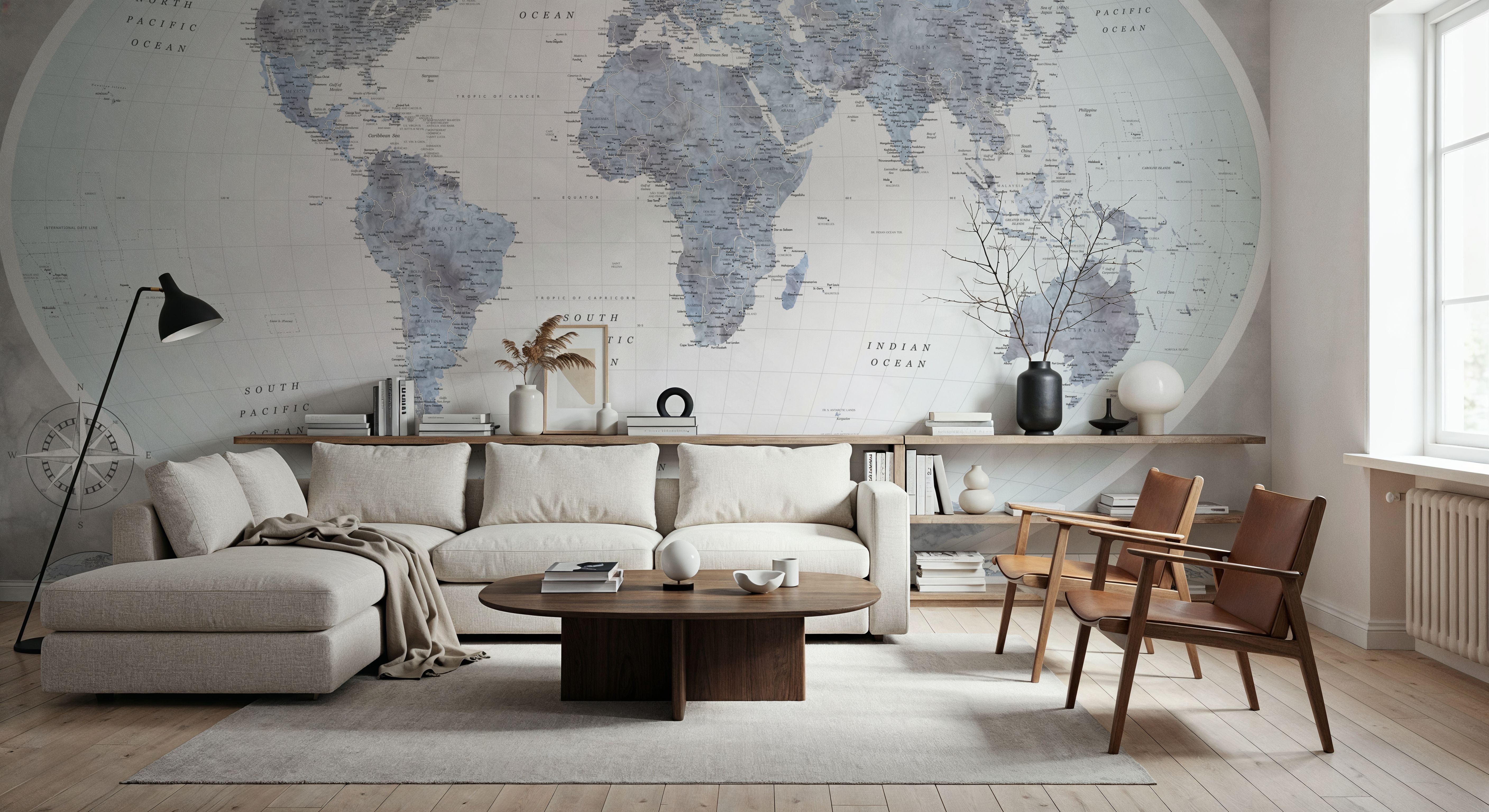 World Map Atlas Blue